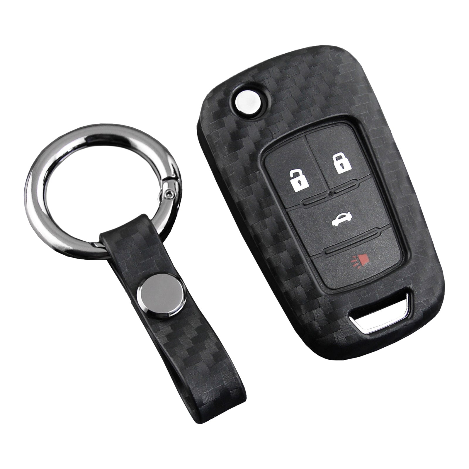 Leather Silicone Car Key Case Cover With Buckle For Chevrolet