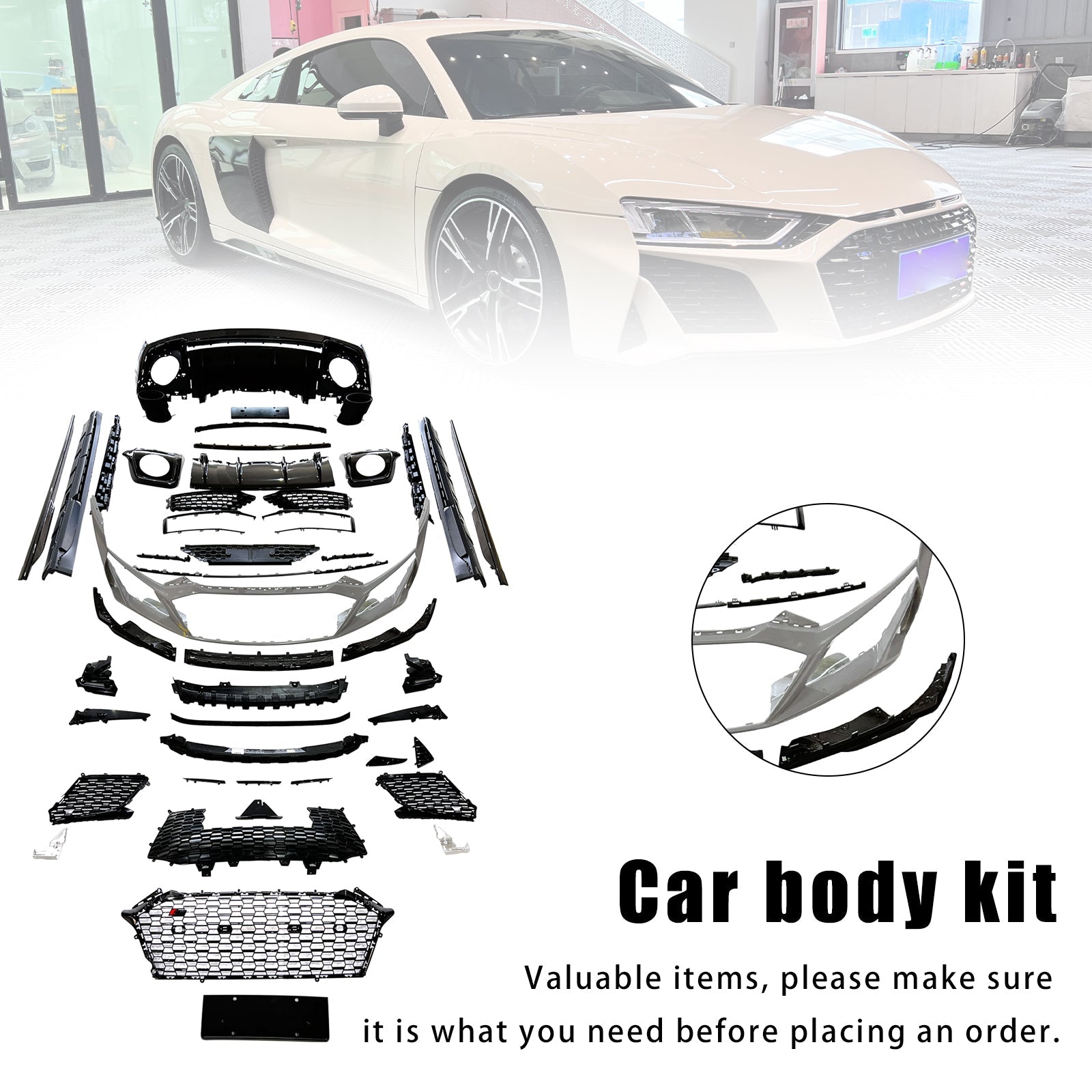 Fit AUDI R8 4S 2016-2020 Upgrade 2021-2024 Carbon Fiber Body Kit Bumper
