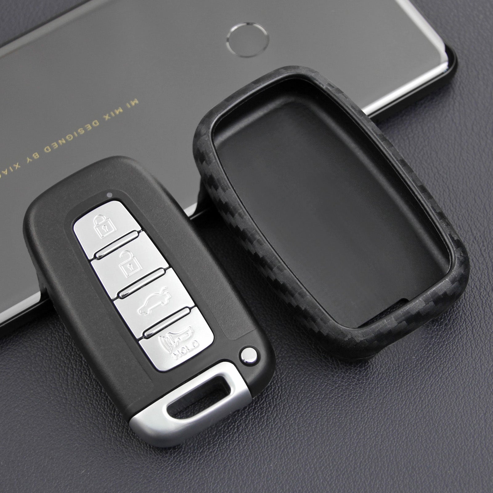 Leather Silicone Car Key Case Cover With Buckle For Hyundai Old Smart
