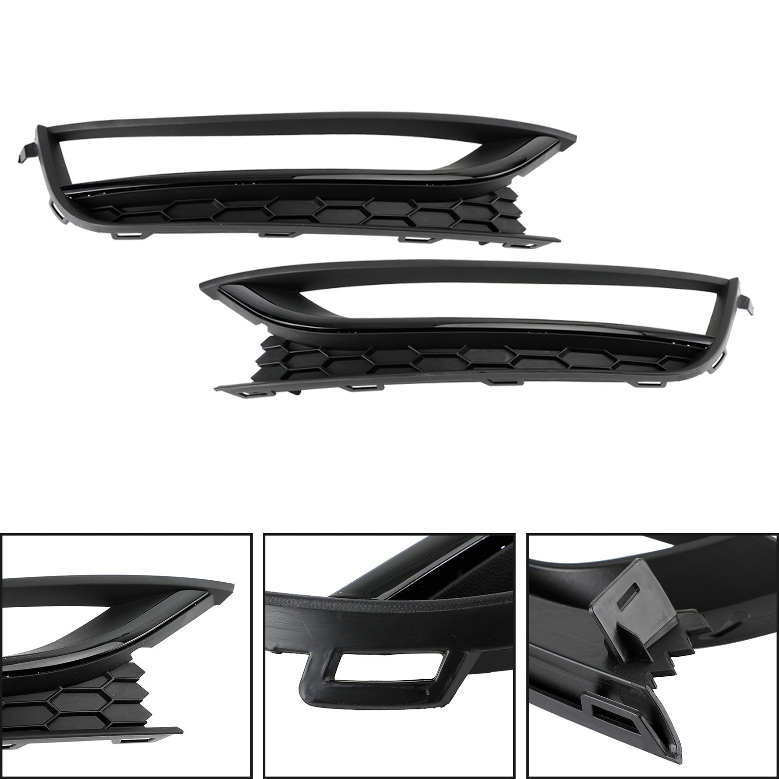 2012-2015 VW Passat 2PCS Front Honeycomb Driving Fog Light Cover Black