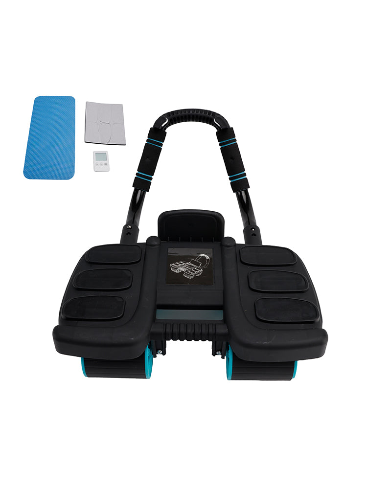 Automatic Rebound Ab Wheel with Elbow Support & 4-Wheel Stability – Includes Timer Perfect Core Trainer for Men & Women Portable Home Gym Equipment Black