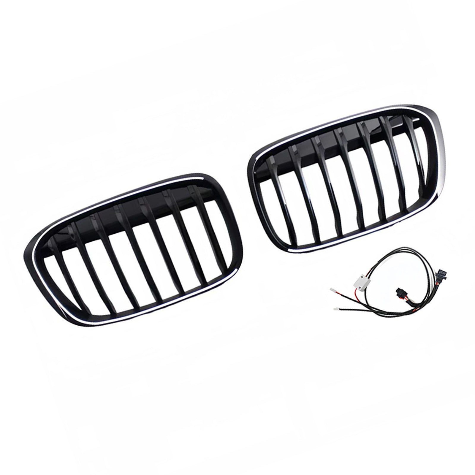 2016-2019 Fit BMW X1 F48 F49 2PCS Gloss Black Front Kidney Grill Grille