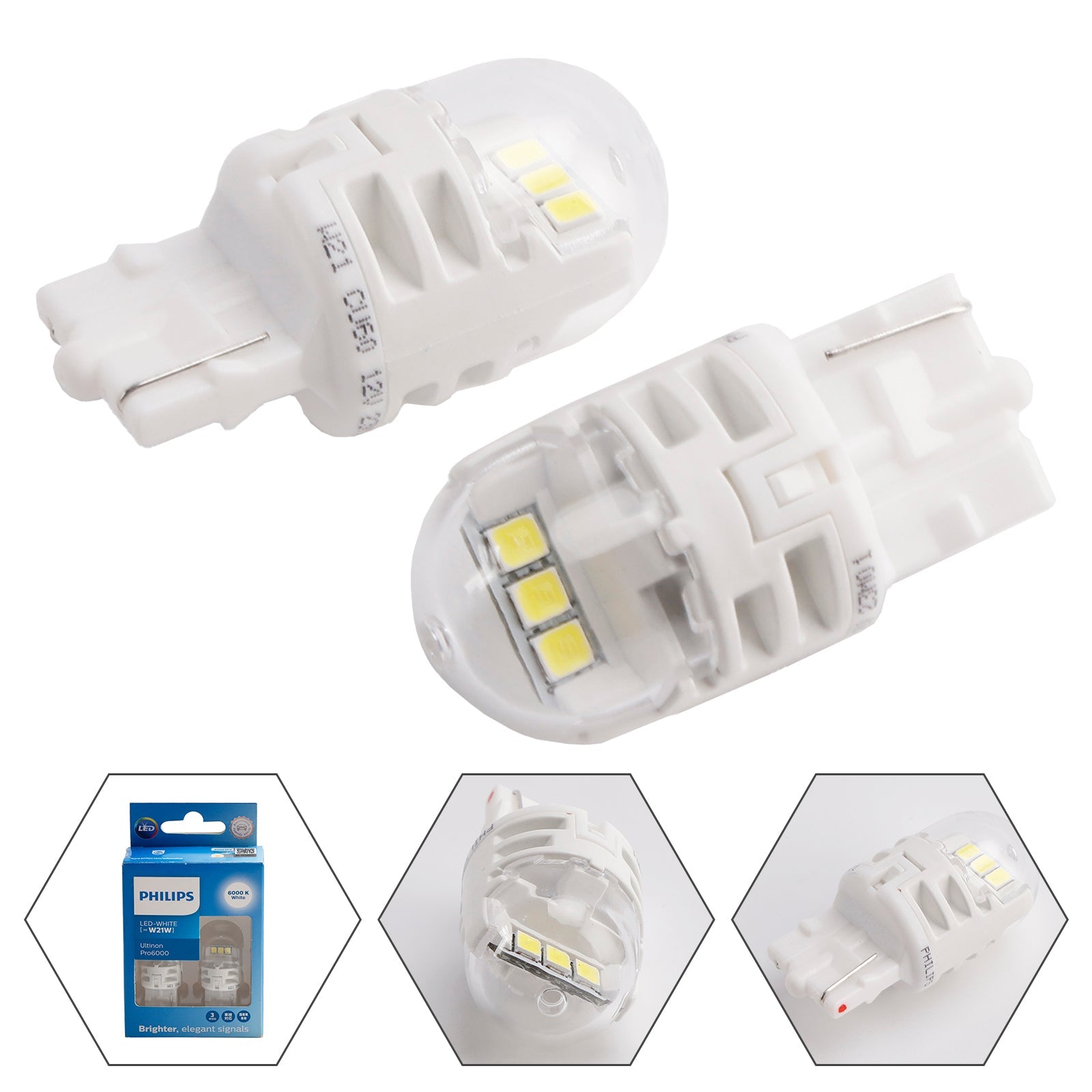 Car Light LED-WHITE Ultinon Pro6000 W21W 11065CU60 For PHILIPS