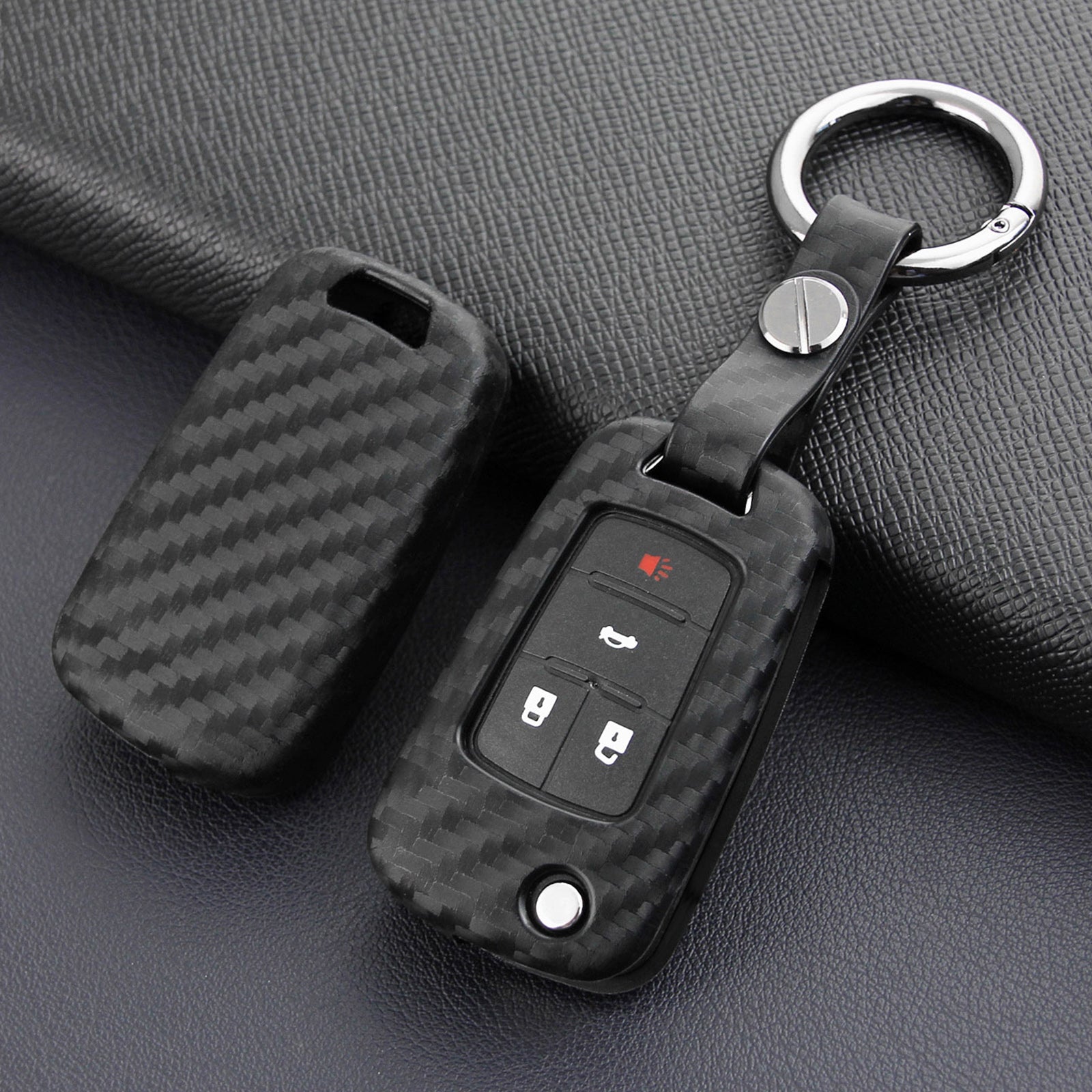 Leather Silicone Car Key Case Cover With Buckle For Chevrolet