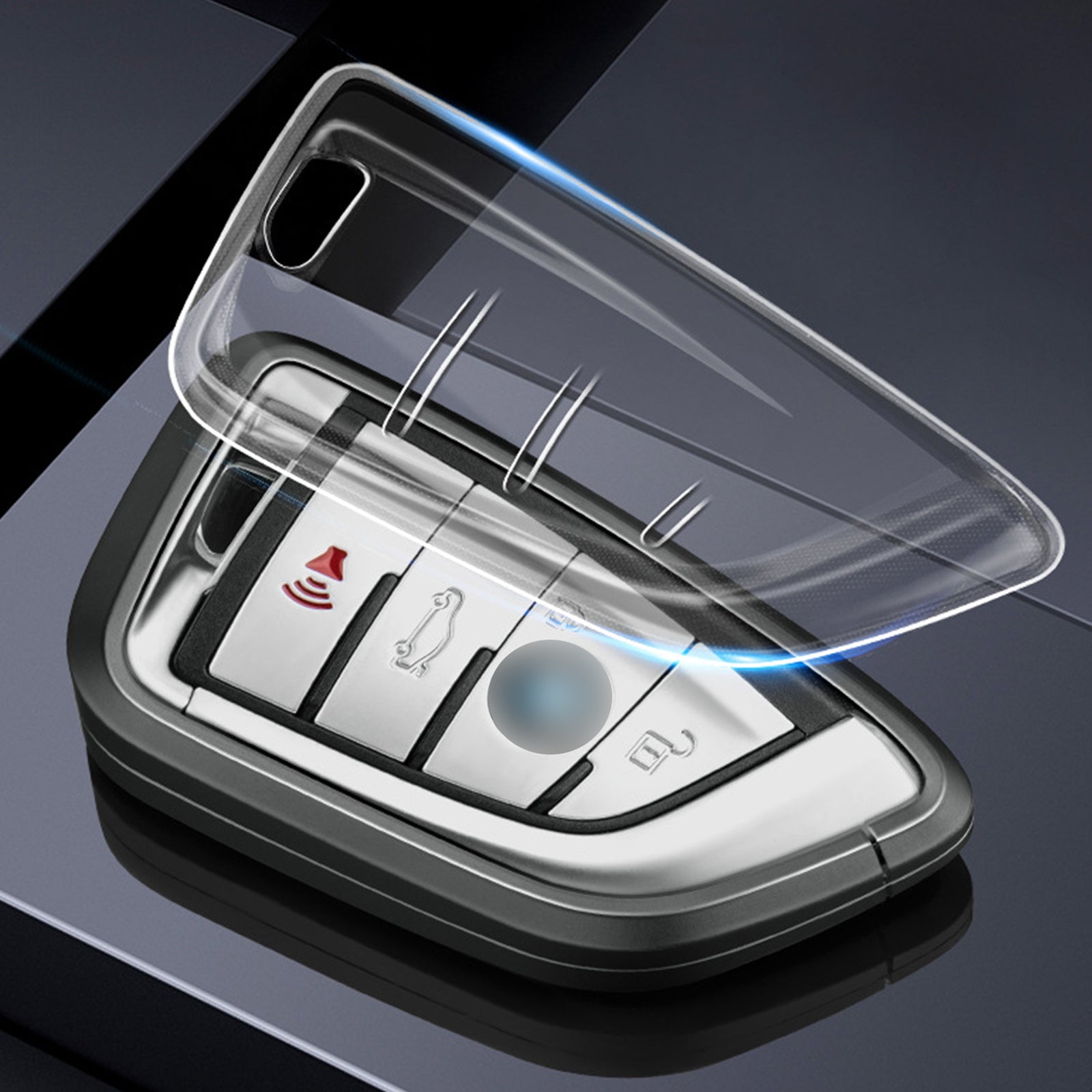 Aluminum Alloy TPU Silvery Car Key Case Cover With Buckle For BMW x3 x1 x5