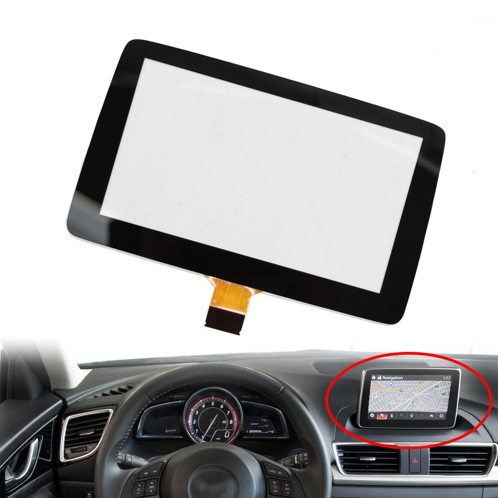 7" Touch Screen Glass Display BHP1611J0D For Mazda 3 Information Display 14-2016