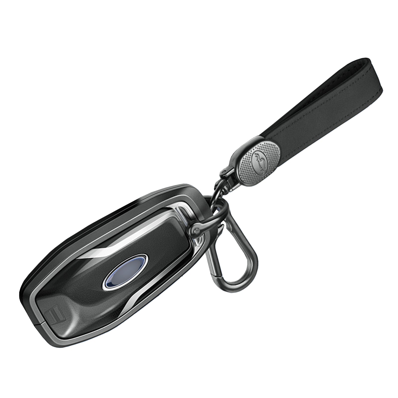 Aluminum Alloy TPU Black Car Key Case Cover With Buckle For Ford