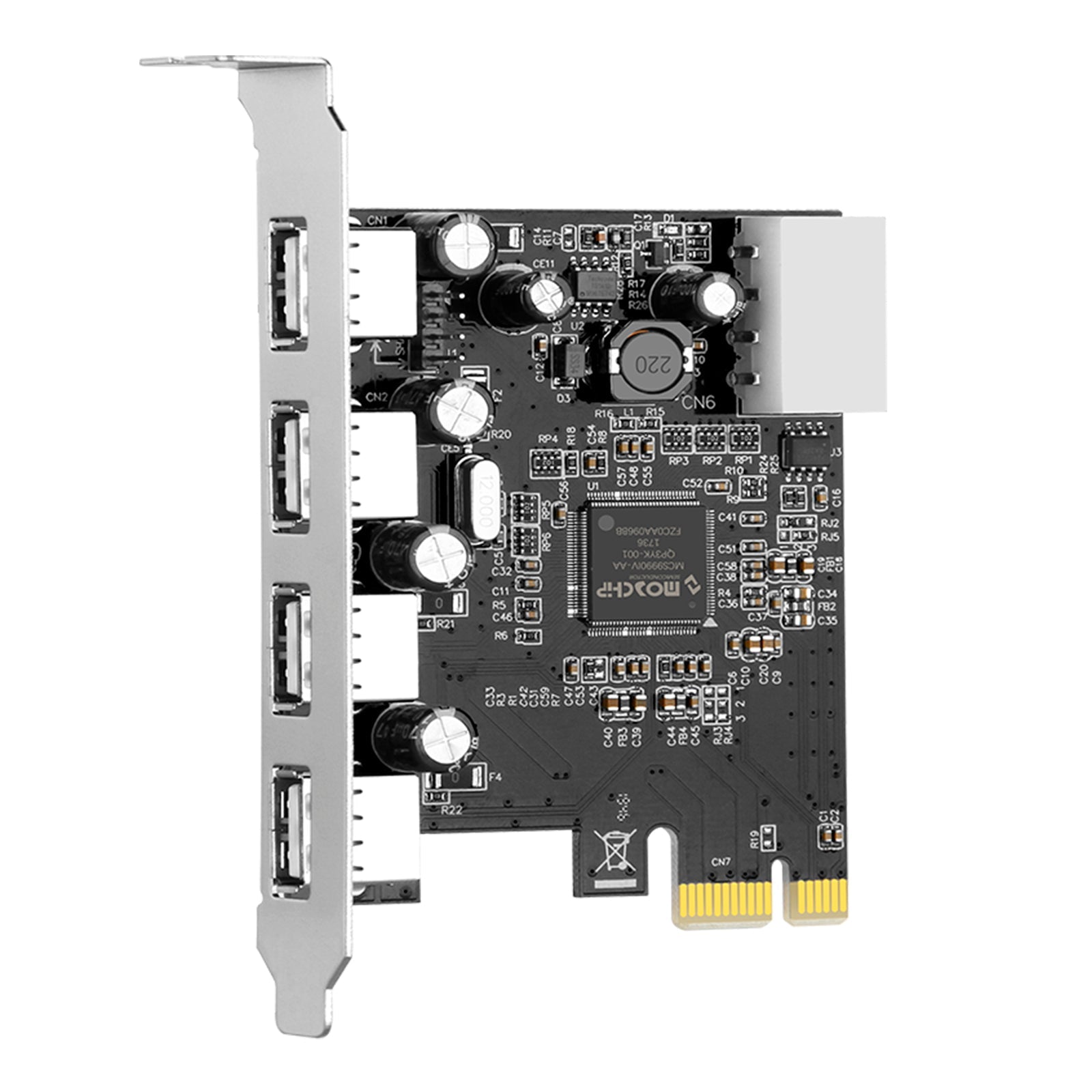 HUB 2.0 PCIE to USB 2.0 Expansion Card Moschip Adapter Card 4PIN Power Supply