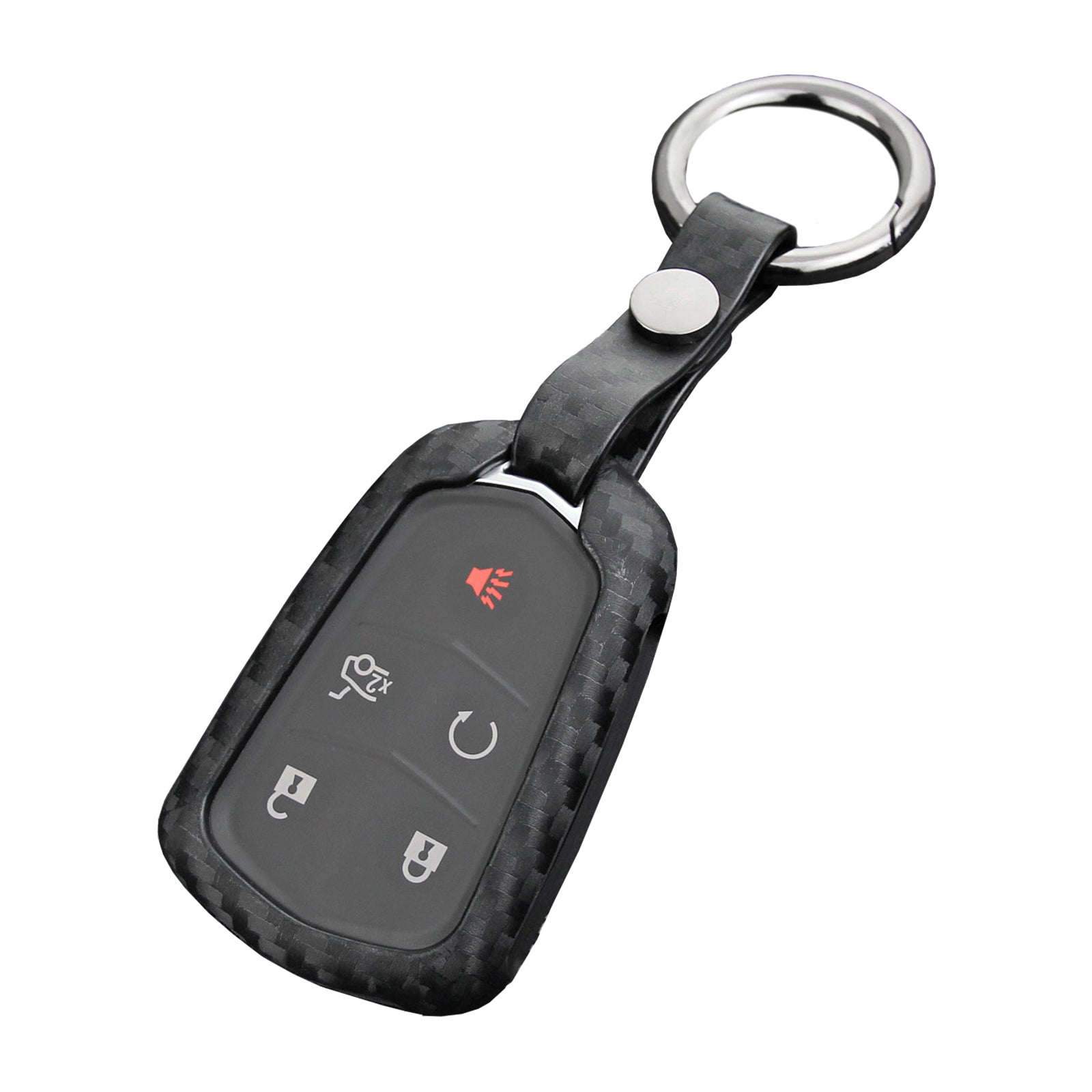 Leather Silicone Car Key Case Cover With Buckle For Cadillac