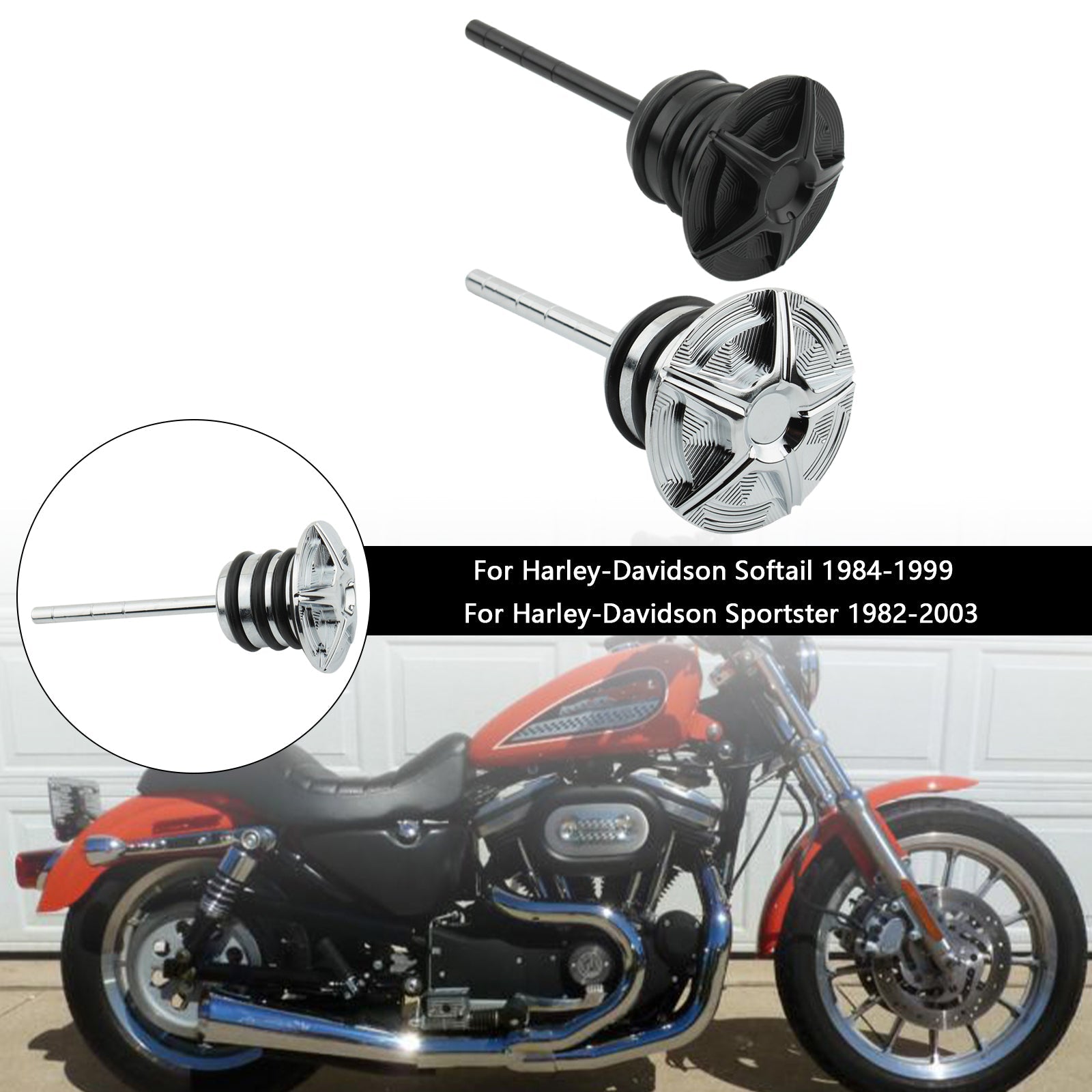 Oil Dipstick Tank Cap Plug For Softail 84-99 Sportster 82-03