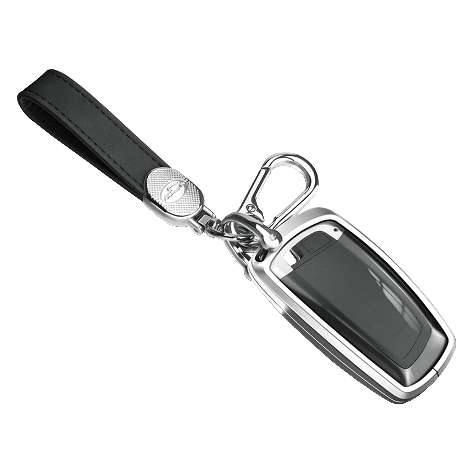 Aluminum Alloy TPU Silvery Car Key Case Cover With Buckle For Ford