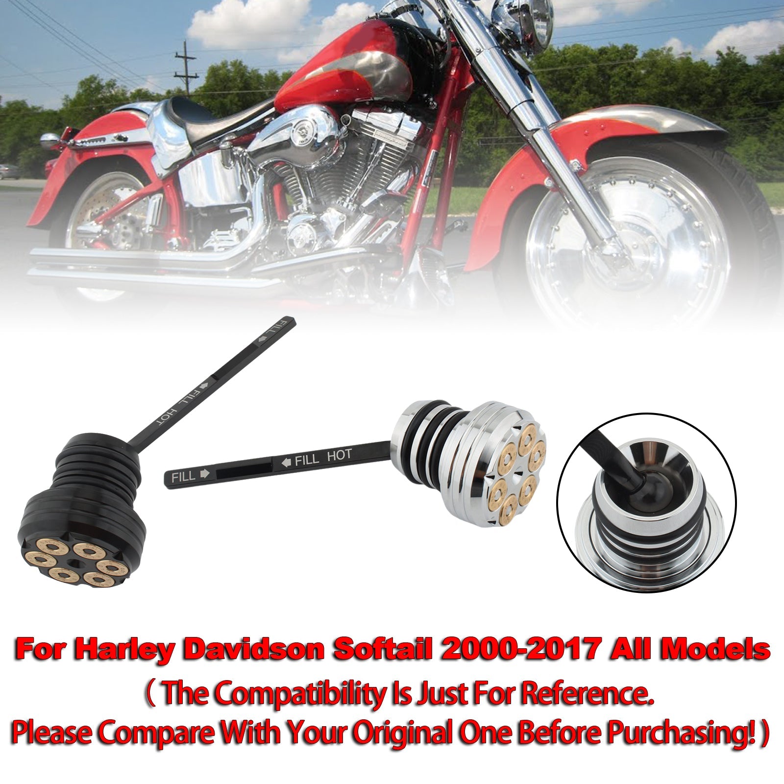 Oil Dipstick Tank Cap Plug For Softail 2000-2017 All Models