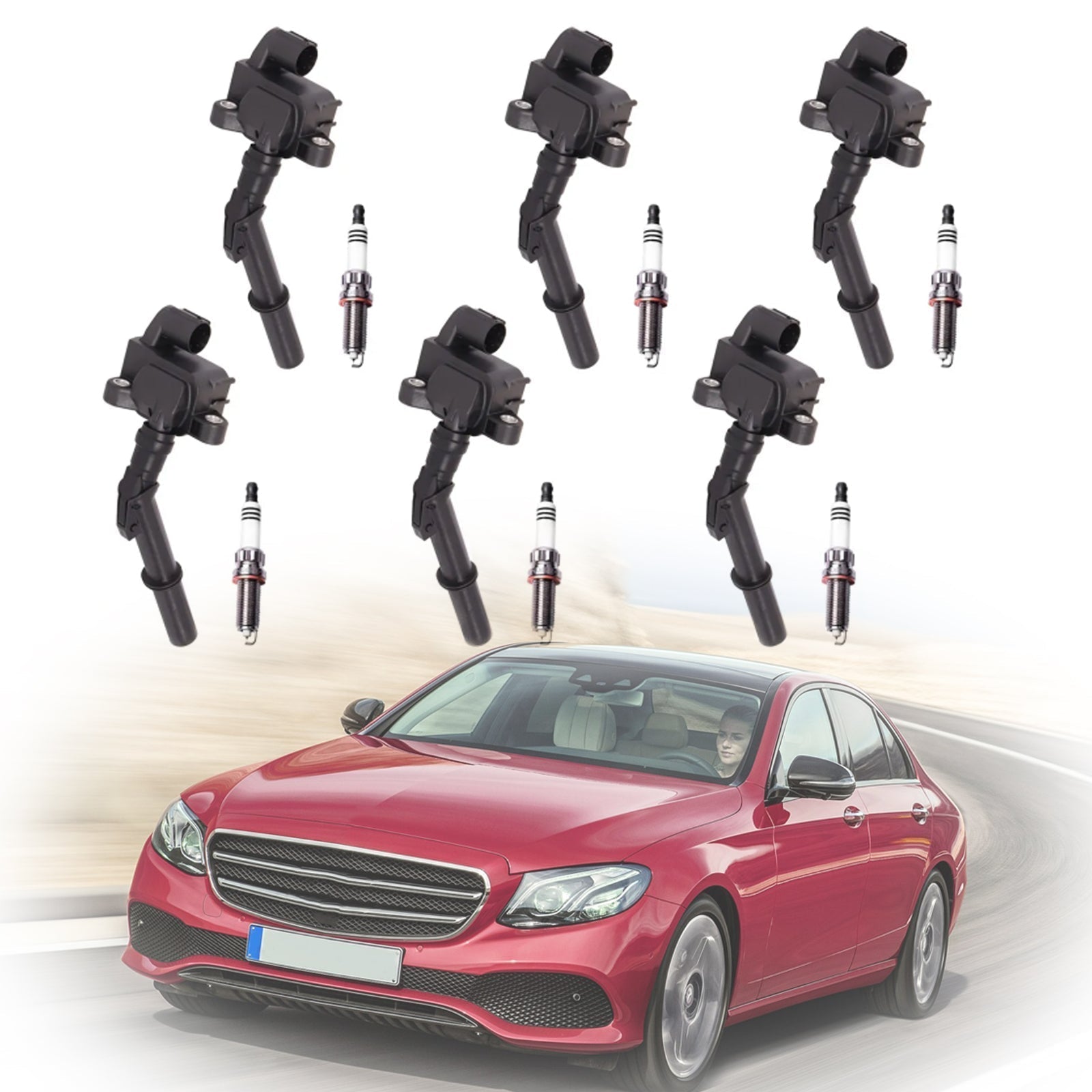 2014 Mercedes-Benz SL500 V8 4.7L Ignition Coil +Spark Plug UF741 6pcs 2769063700