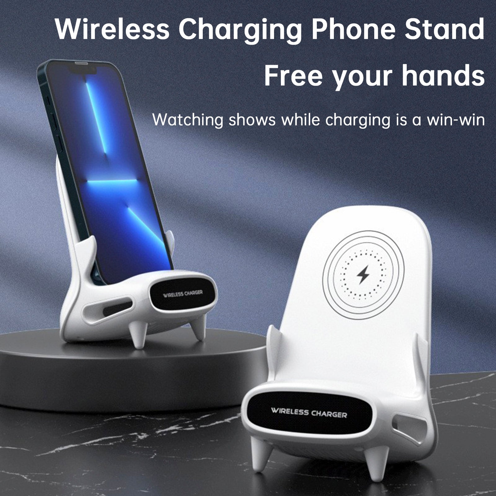 3 in 1 V8 Mini Chair Wireless Charger Phone Holder Charging Phone Stand Speaker
