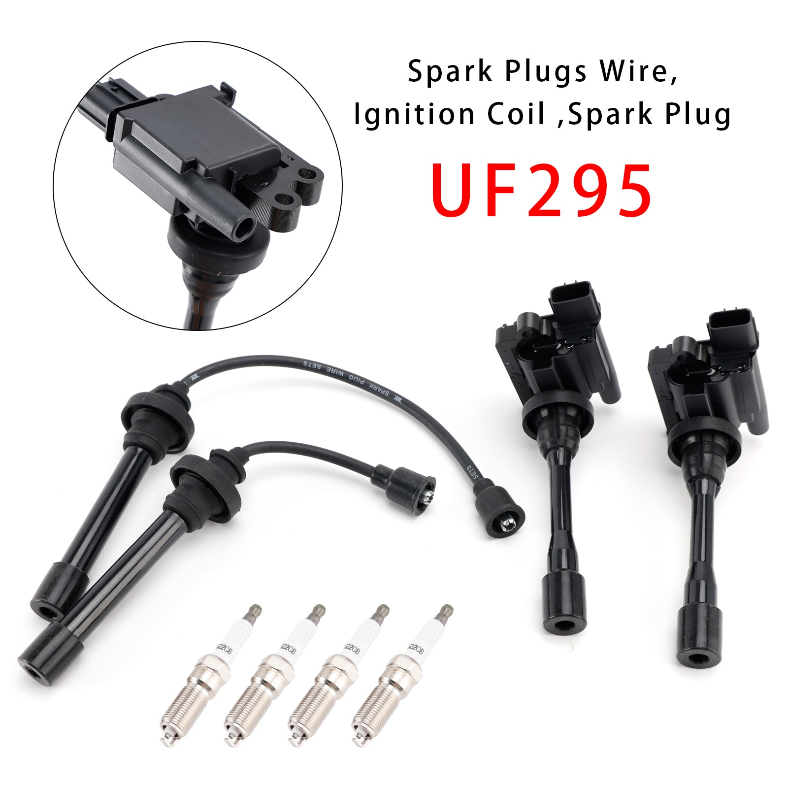 2001-2005 For Chrysler Sebring 2.4L L4 2x Ignition Coil+2x Wires+4x Plugs UF295 AA-3554-02
