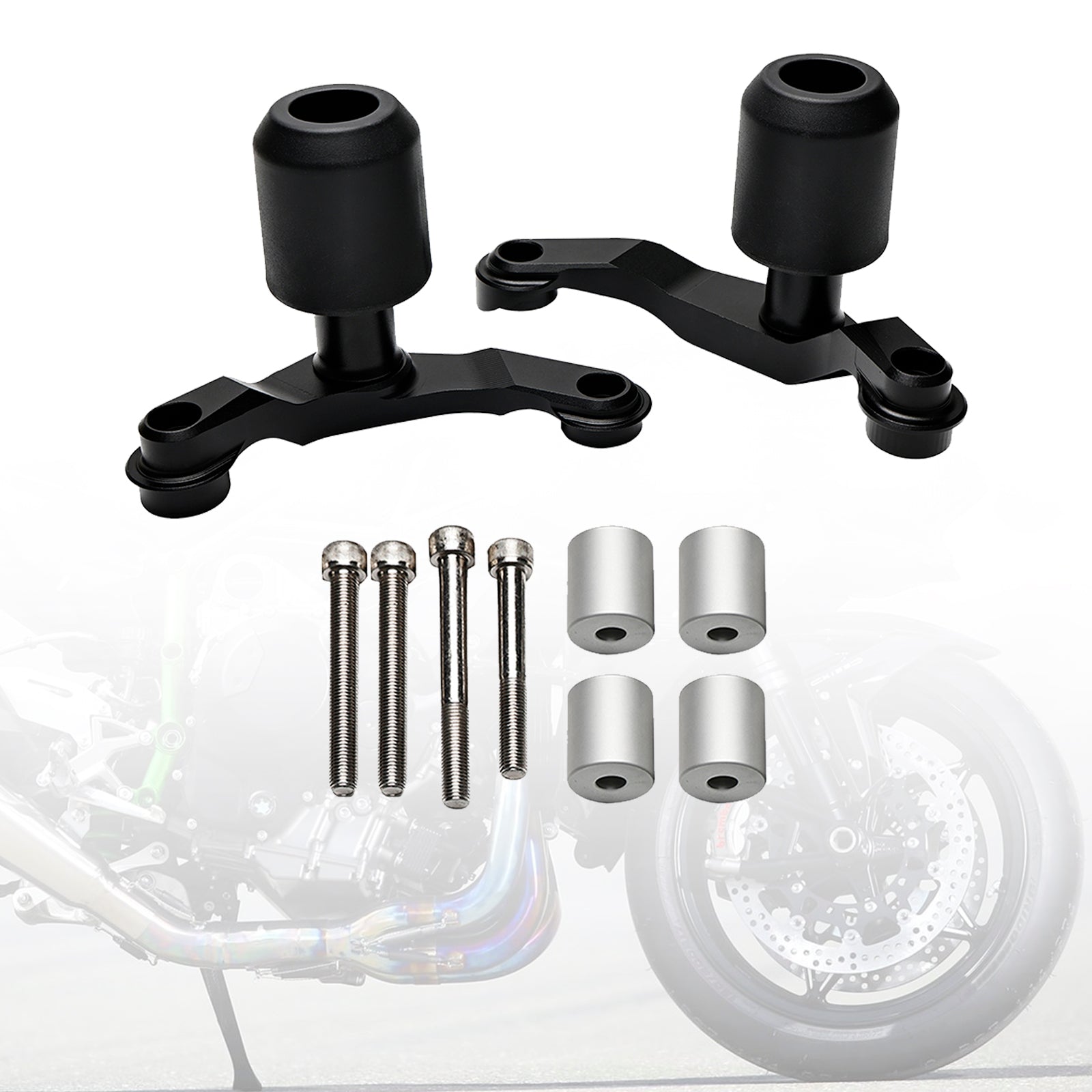2020-2023 Kawasaki Zh2 Cnc Anti-Crash Frame Sliders Protector Black