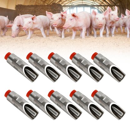 10Pcs Stainless Steel 1/2" Thread Pig Hog Automatic Nipple Drinker Waterer