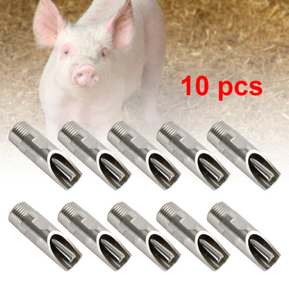 10Pc 1/2" Npt Pig Hog Nipple Drinker Automatic Waterer Feeder Stainless Steel