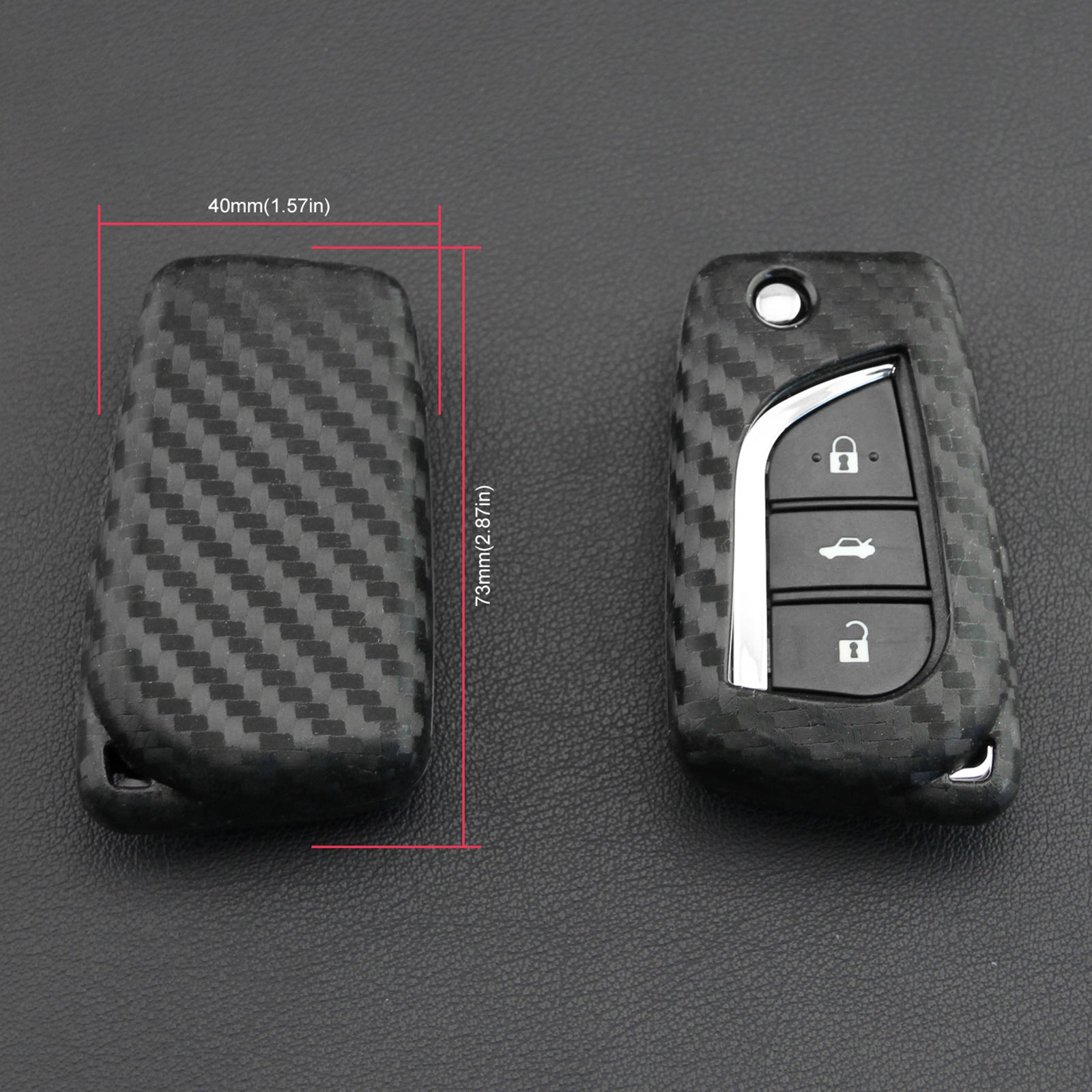Leather Silicone Car Key Case Cover With Buckle For Toyota