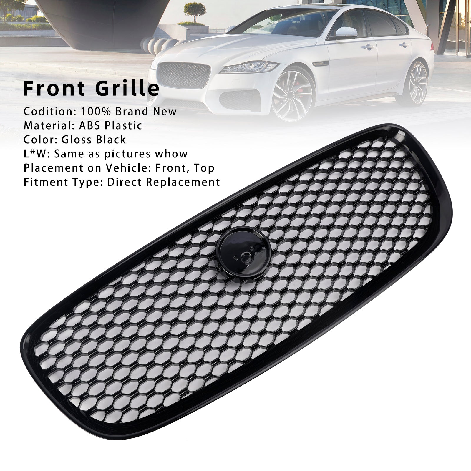 Jaguar XF 2016-2019 XF-R Style Front Bumper Grill Grille Gloss Black
