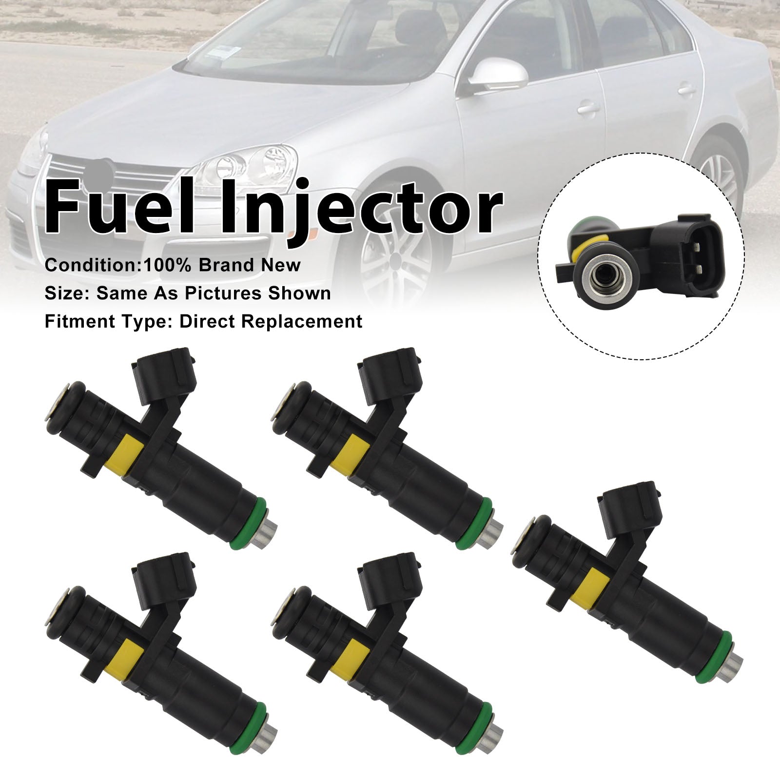 5Pcs Fuel Injector For Volkswagen Bora 2.5 2006 Jetta 2005-2006 07K906031B