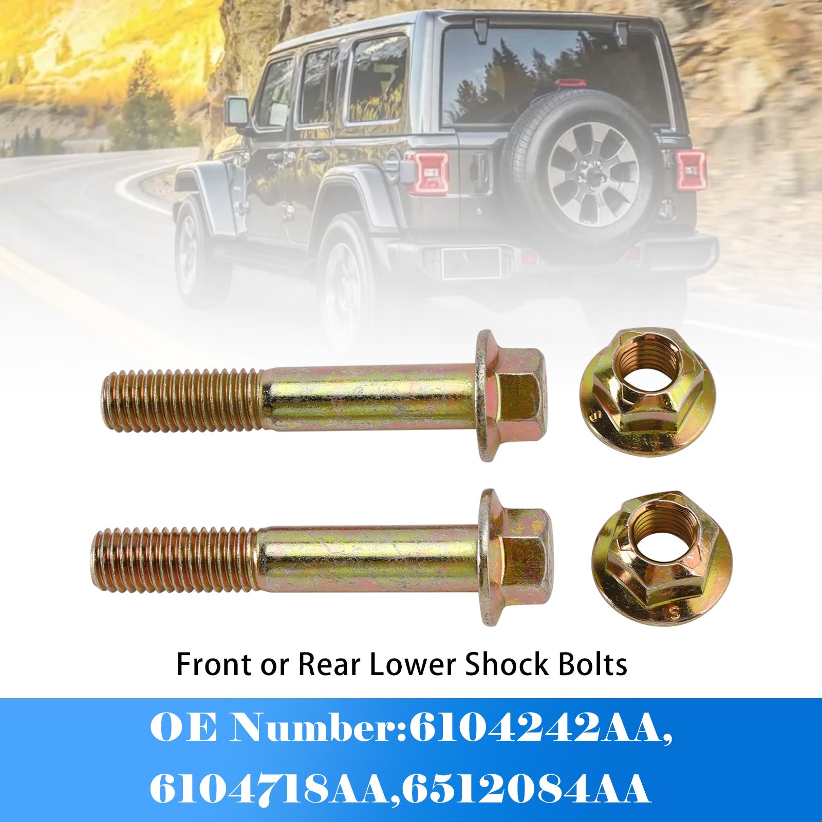 Front or Rear Lower Shock Bolts For Jeep Wrangler JK JKU JL JLU Gladiator JT