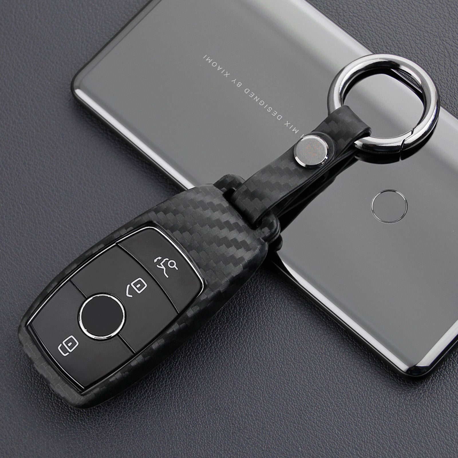 Leather Silicone Car Key Case Cover With Buckle For Mercedes-Benz E