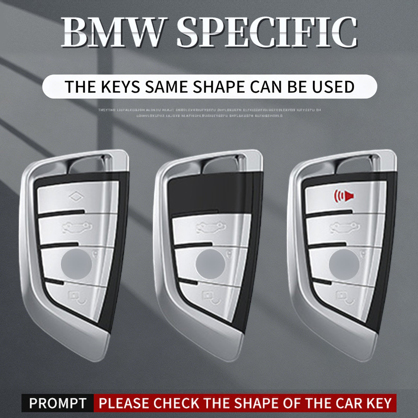Aluminum Alloy TPU Silvery Car Key Case Cover With Buckle For BMW x3 x1 x5