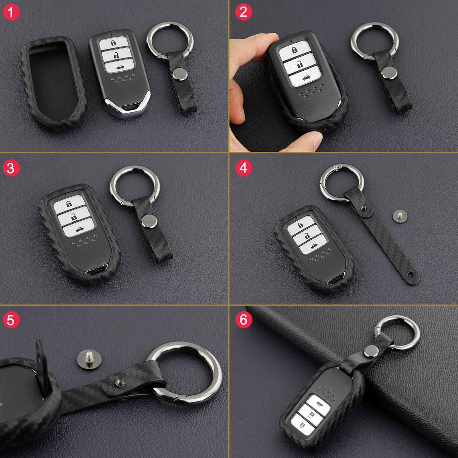 Leather Silicone Car Key Case Cover With Buckle For Honda