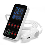 USB Charger PD5V1A QC3.0 Display Small Car 8 Port Car Charger Cigarette Lighter