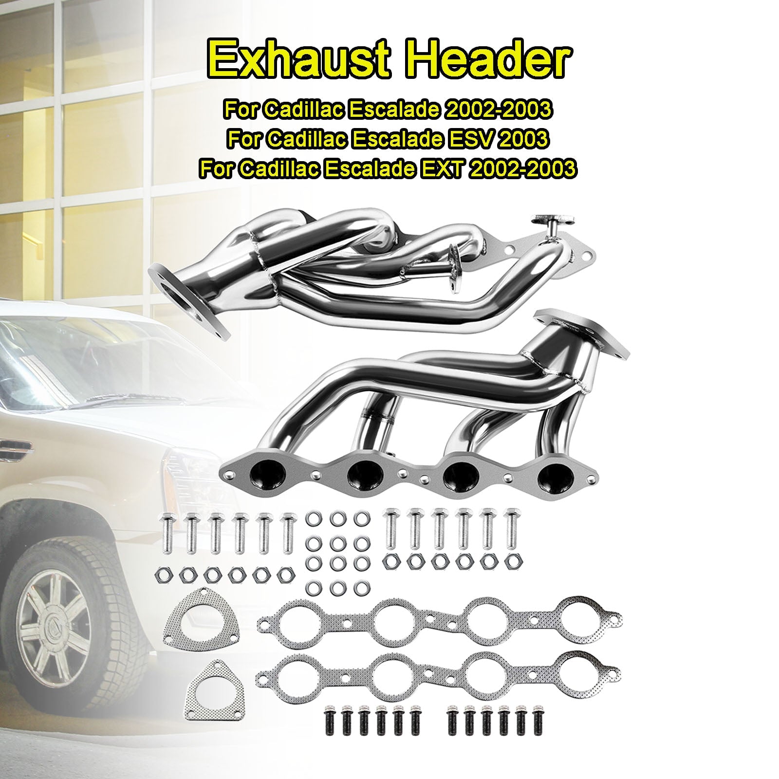 Header Manifold Exhaust Fit Chevy Silverado 1500HD 2001-2003 Fit GMC Sierra 1500