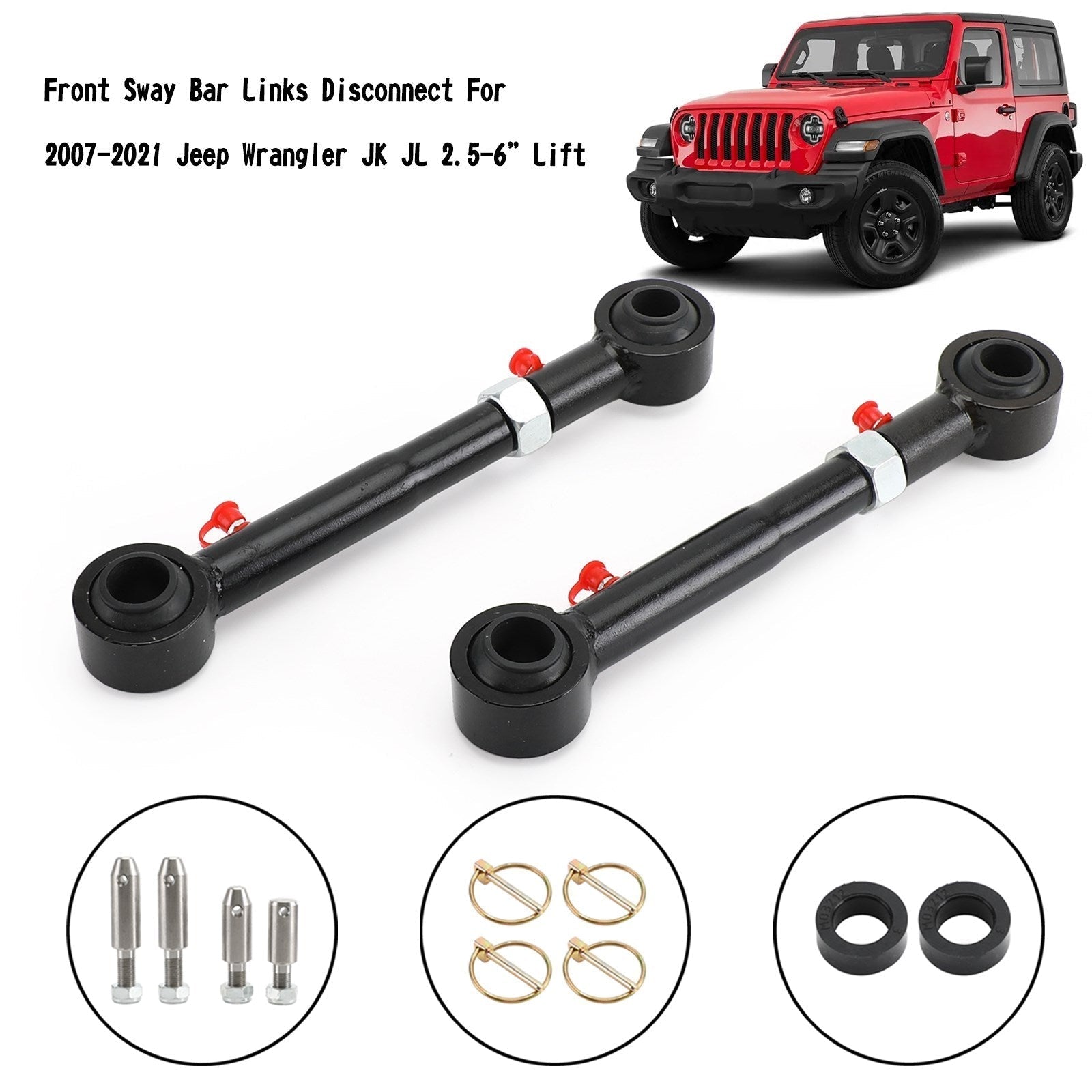 2007-2021 Jeep Wrangler JK JL Front Sway Bar Links Disconnect 2.5-6”Lift