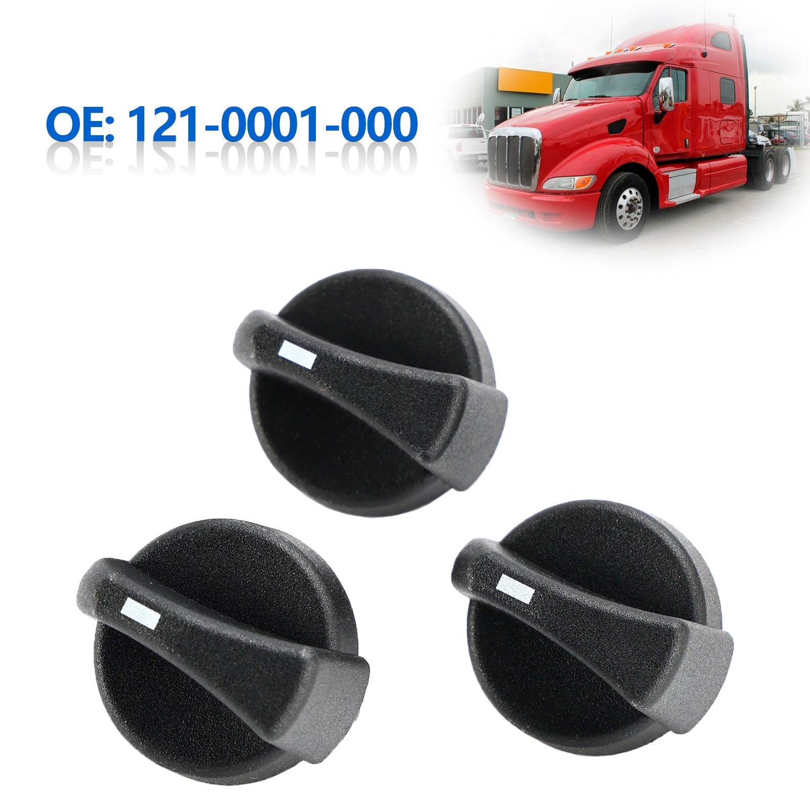 1987-2011 Peterbilt 330 335 379 387 3pcs AC Heater Control Knobs 121-0001-000