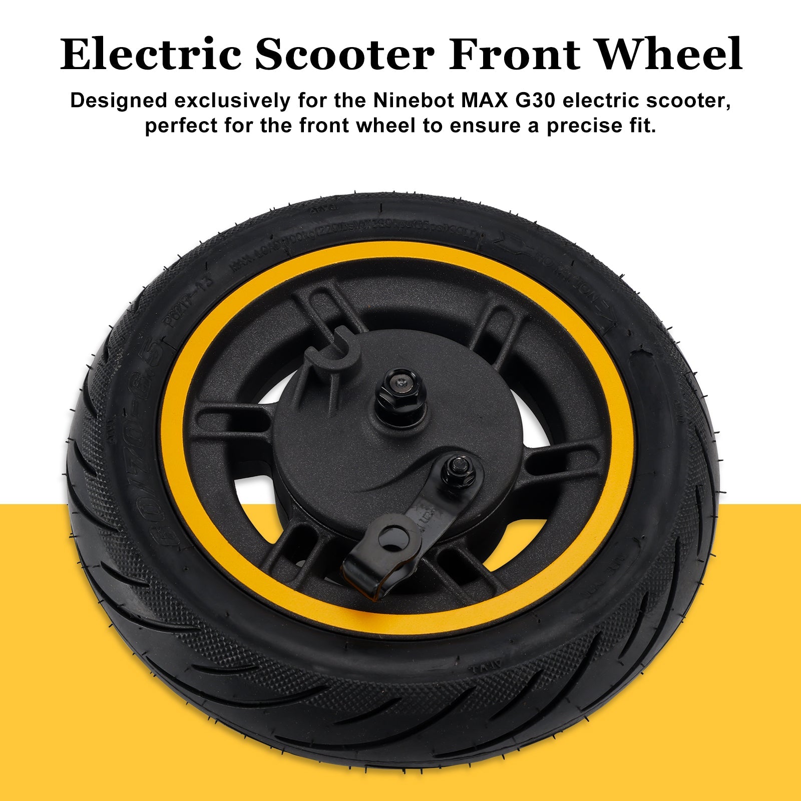 10" Solid Tire Front Wheel 60/70-6.5 Scooter Replacement for Ninebot Max G30