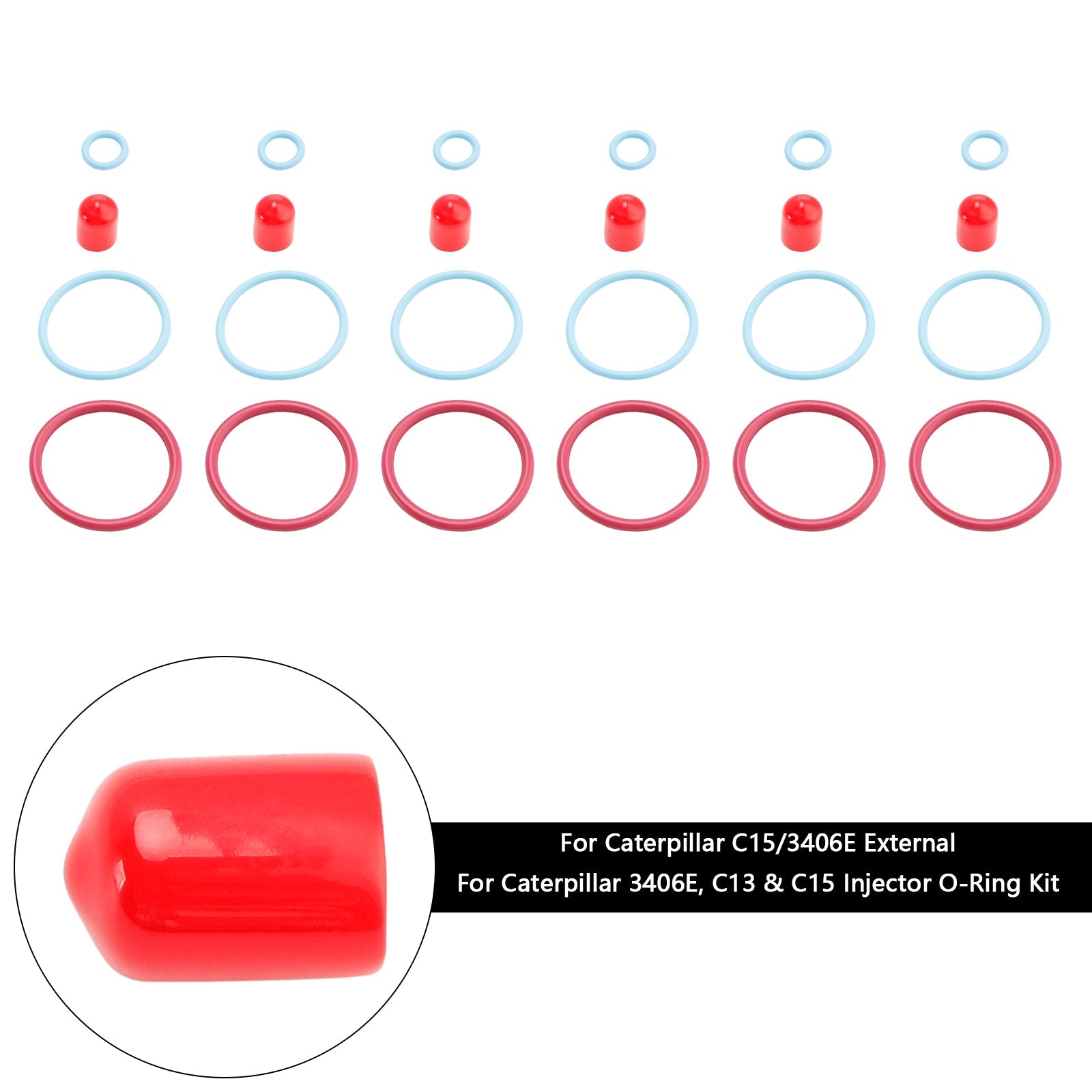 CAT C15/3406E External 6PCS Fuel Injectors Seal O-Ring Kit Fit Caterpillar 2481394 248-394 189-5390 1895390