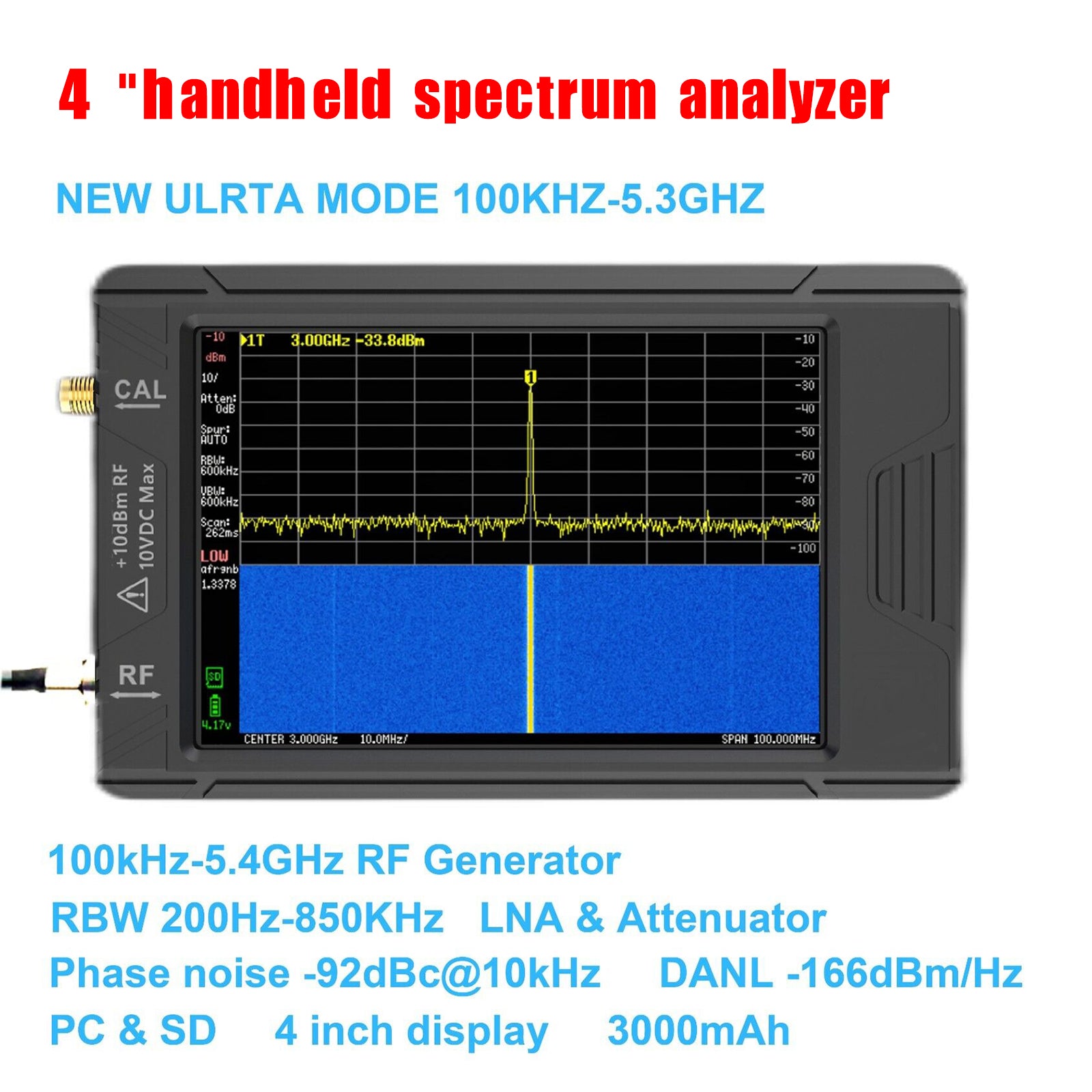 Handheld Spectrum Analyzer For TinySA ULTRA 3.95" Touch Screen+Battery