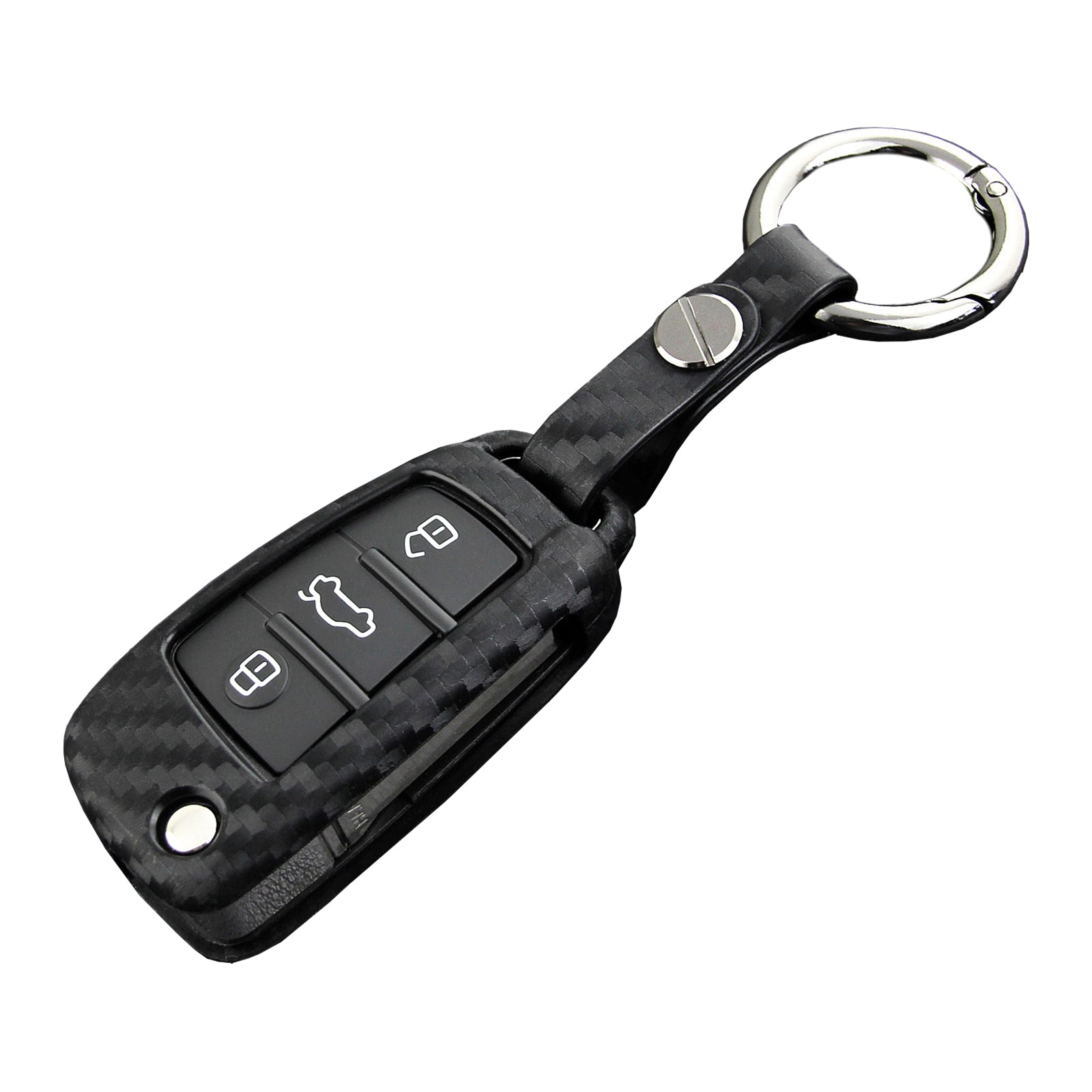 Leather Silicone Car Key Case Cover With Buckle For Audi