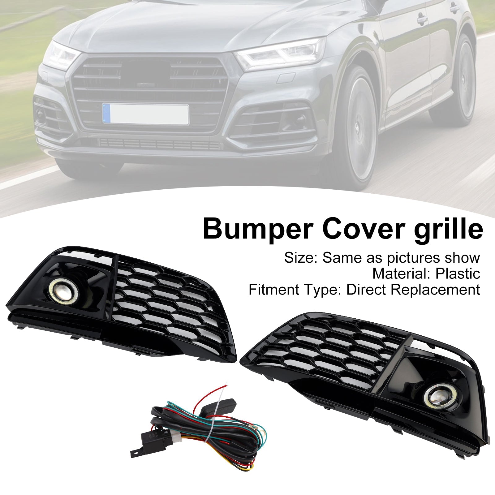 2018-2022 Fit Audi Q5 SQ5 Fog Light Grille Cover 80A807680L Pre-Facelift W/ACC