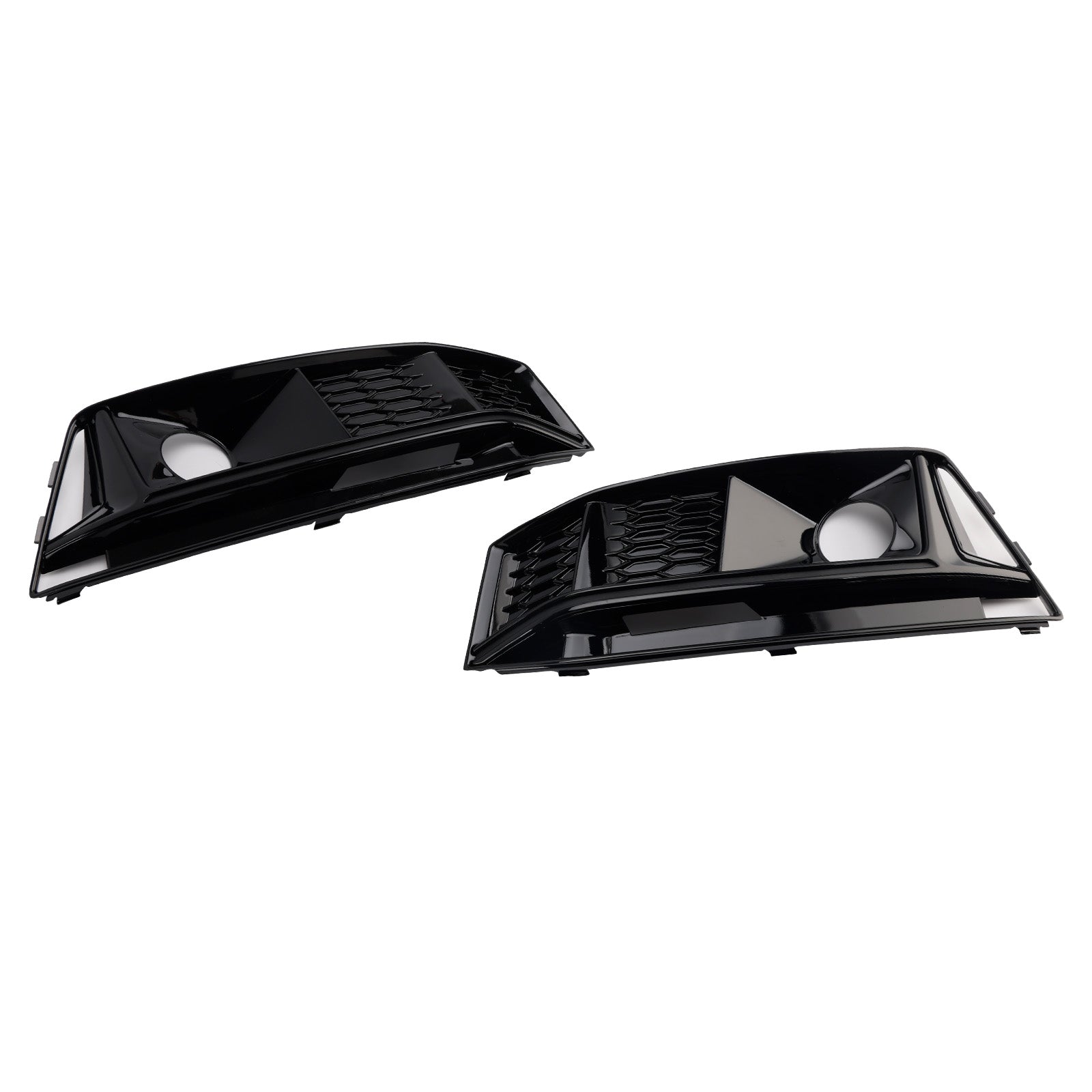 2016-2019 Audi A4 B9 S4 2PCS Black Front Bumper Foglight Grille Grill