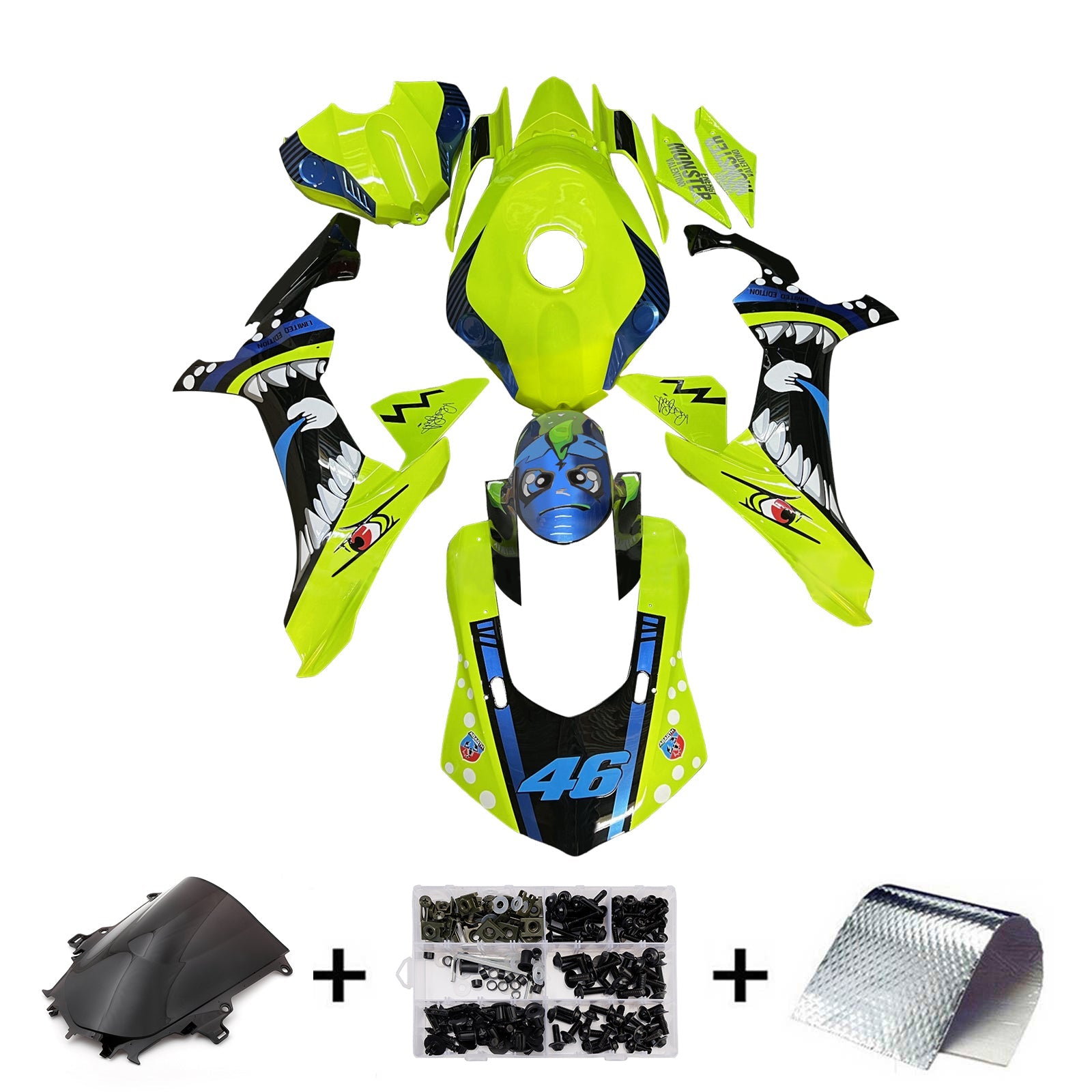 Injection Fairing Kit Bodywork Plastic ABS For Yamaha YZFR1 YZF-R1 2015-2019