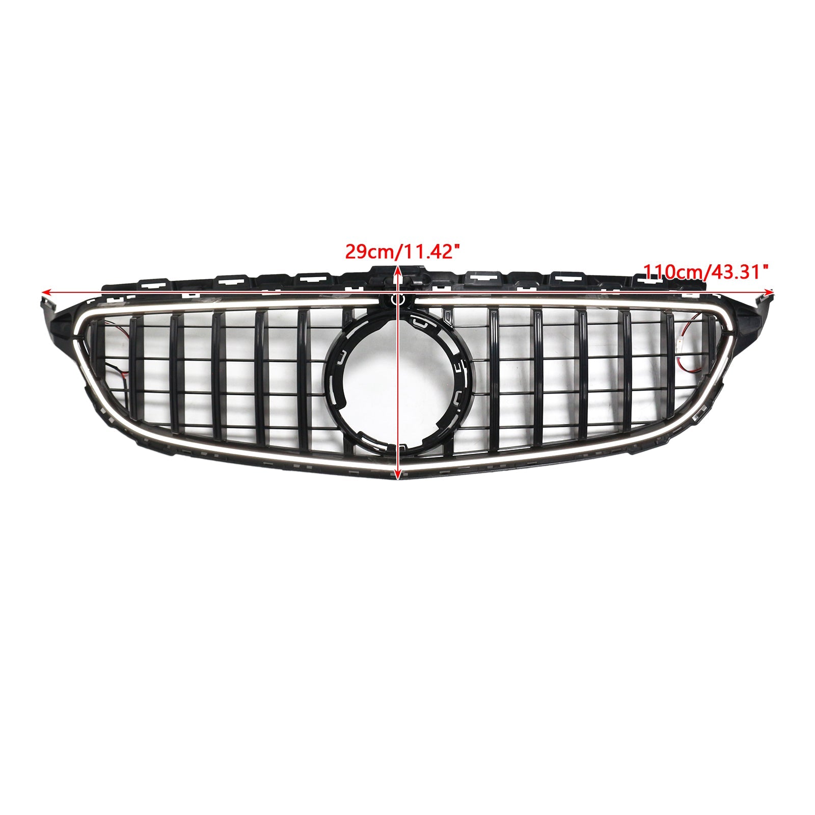 2015-2021 Mercedes W205 C250 C300 W/LED Black Front Bumper Grill Grille