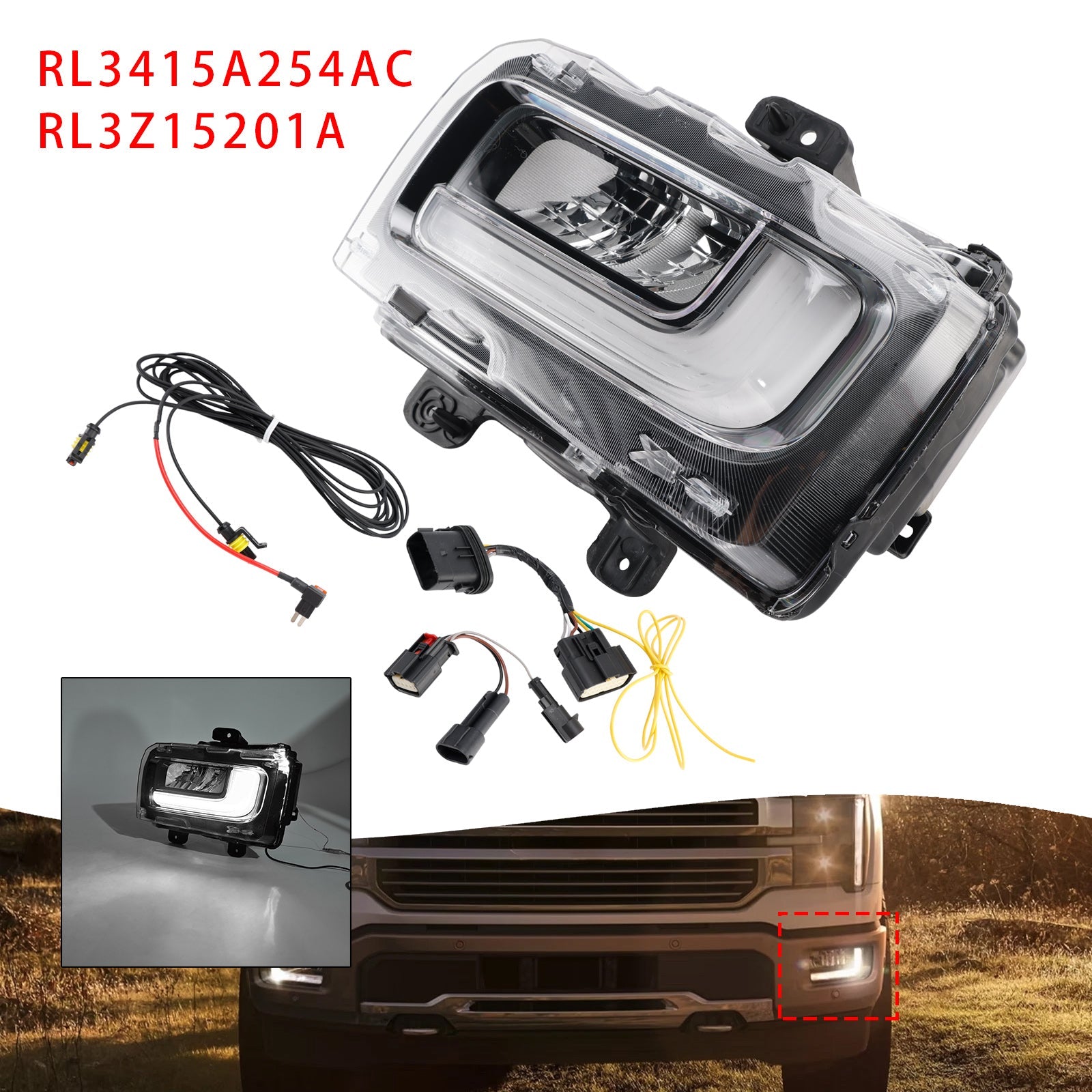 2024-2025 Ford F150 Left LED Front Fog Light Lamp RL3415A254AC RL3Z15201A