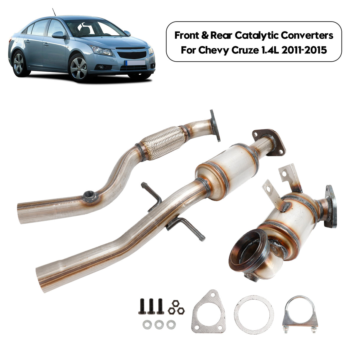 Both Front & Rear Catalytic Converters Direct Fit For Chevy Cruze 1.4L 2011-2015
