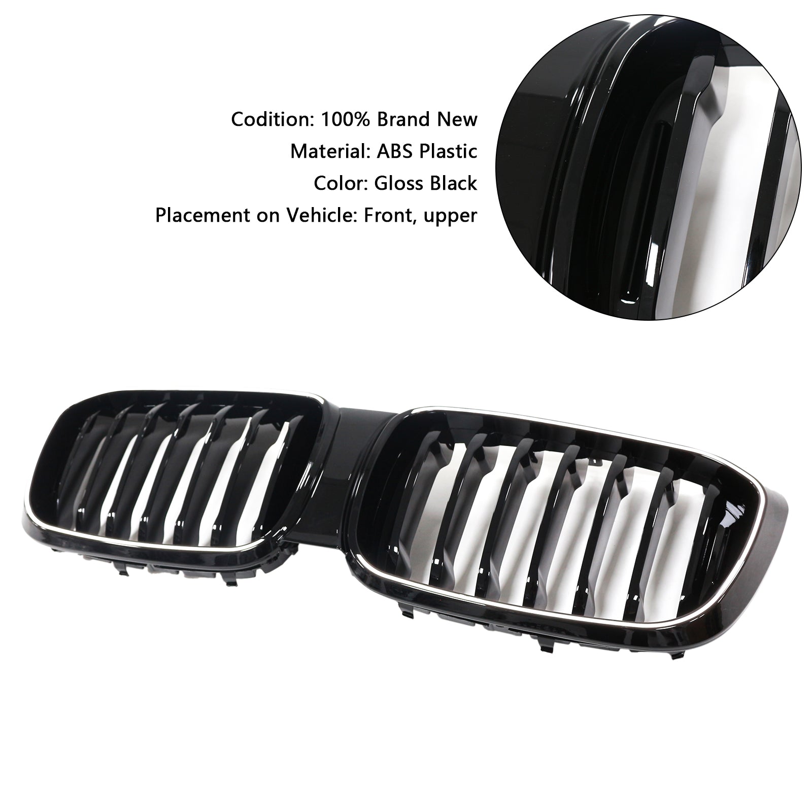 2018-2021 BMW X4 G02 Pre-Facelift Gloss Black Front Kidney Mesh Grill Grille 51138469959 51138469960