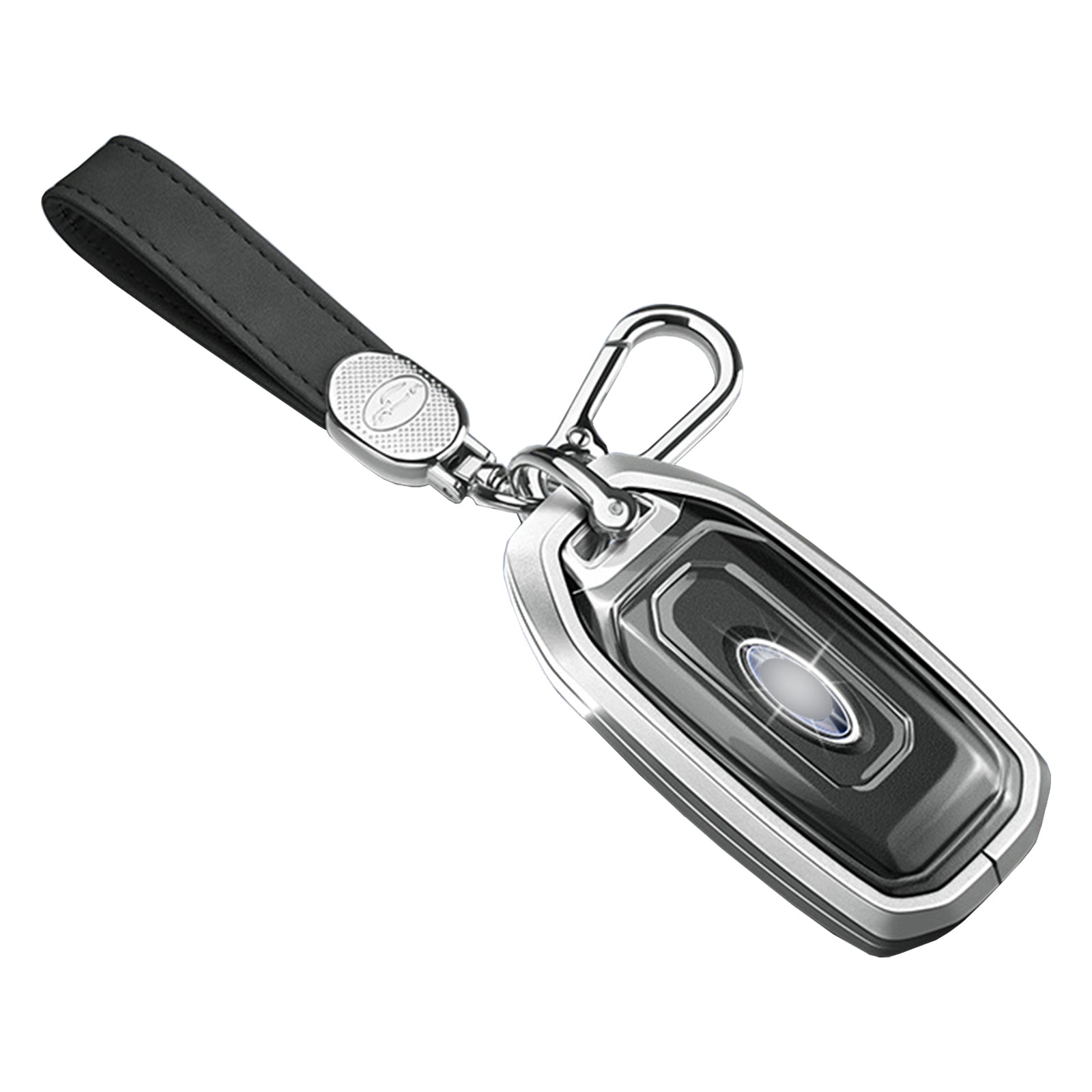 Aluminum Alloy TPU Silvery Car Key Case Cover With Buckle For Ford