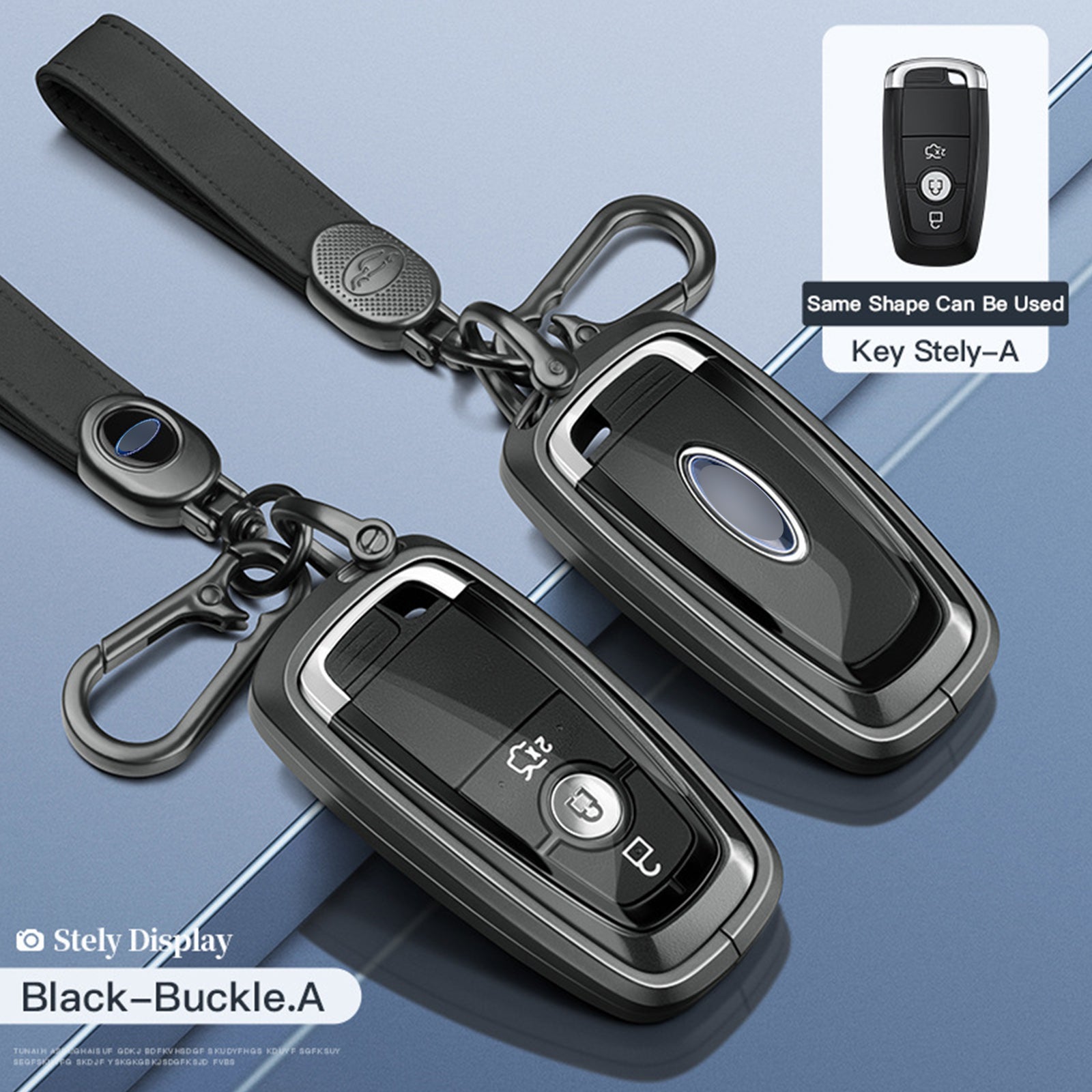 Aluminum Alloy TPU Black Car Key Case Cover With Buckle For Ford
