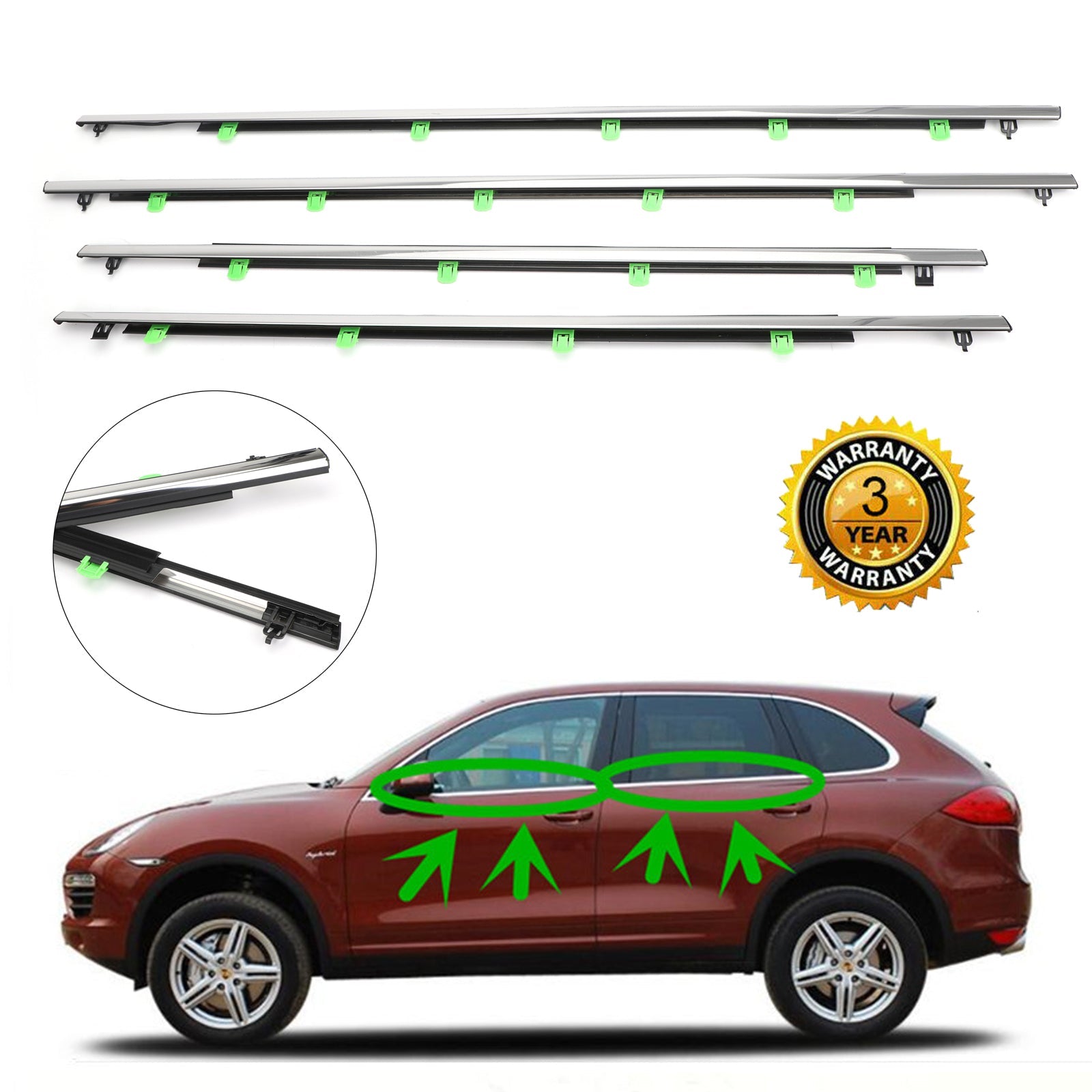 2007-2011 Honda CR-V CRV 4x Car Window Moulding Trim Weatherstrips Seal 72950-SWA-A01