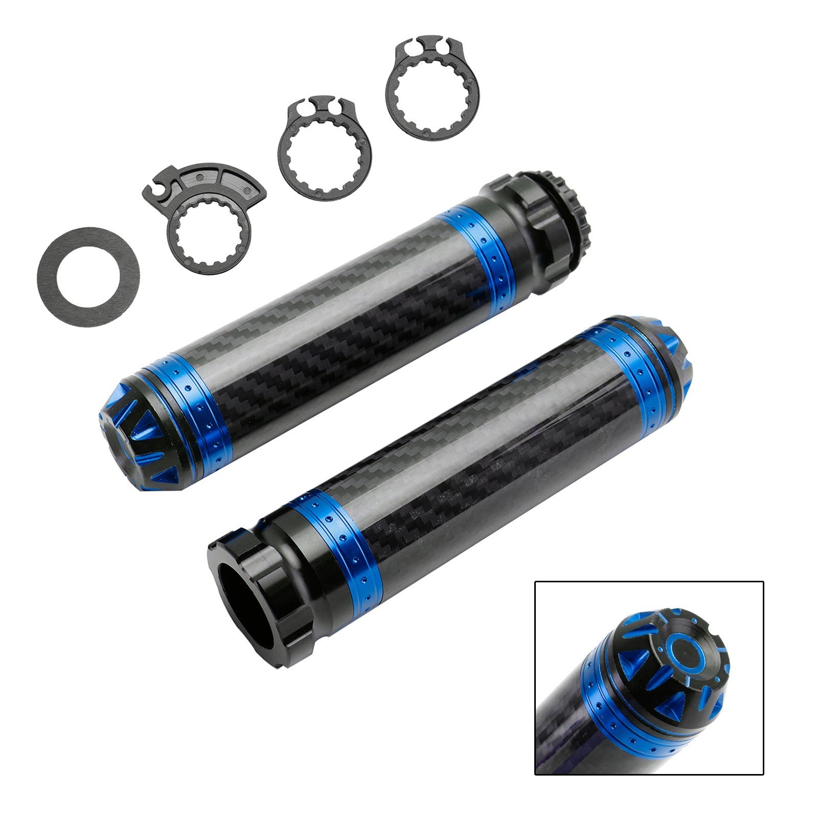7/8"/22Mm Motorcycle Handle Bar Hand Grips Carbon Universal Green For Motorcycle Silver