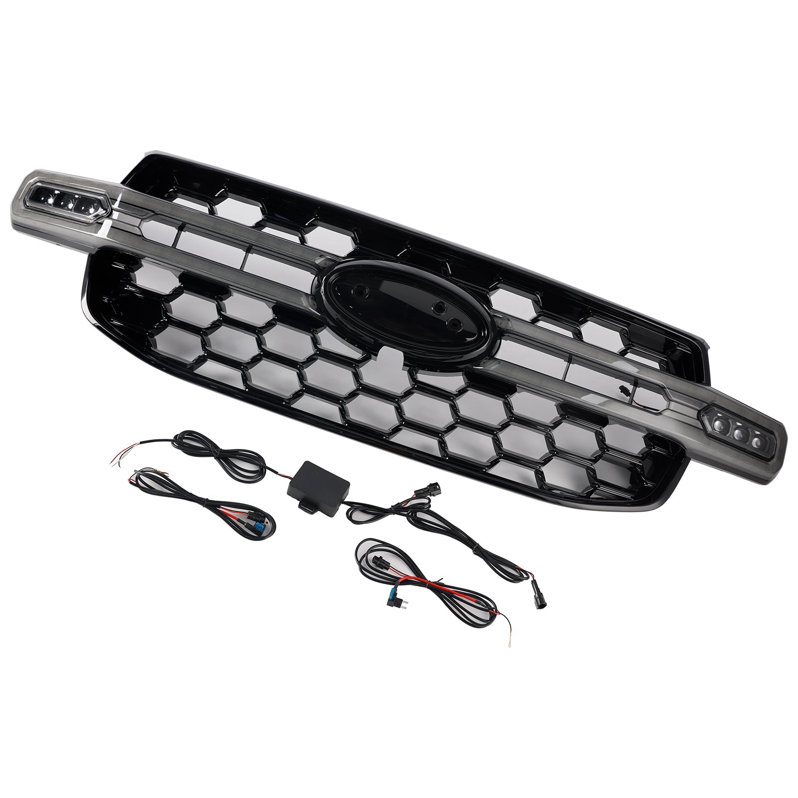 Front Bumper Grille Grill Fit Ford Ranger Everest Next Gen Wildtrak 2023-2024 (With White LED)