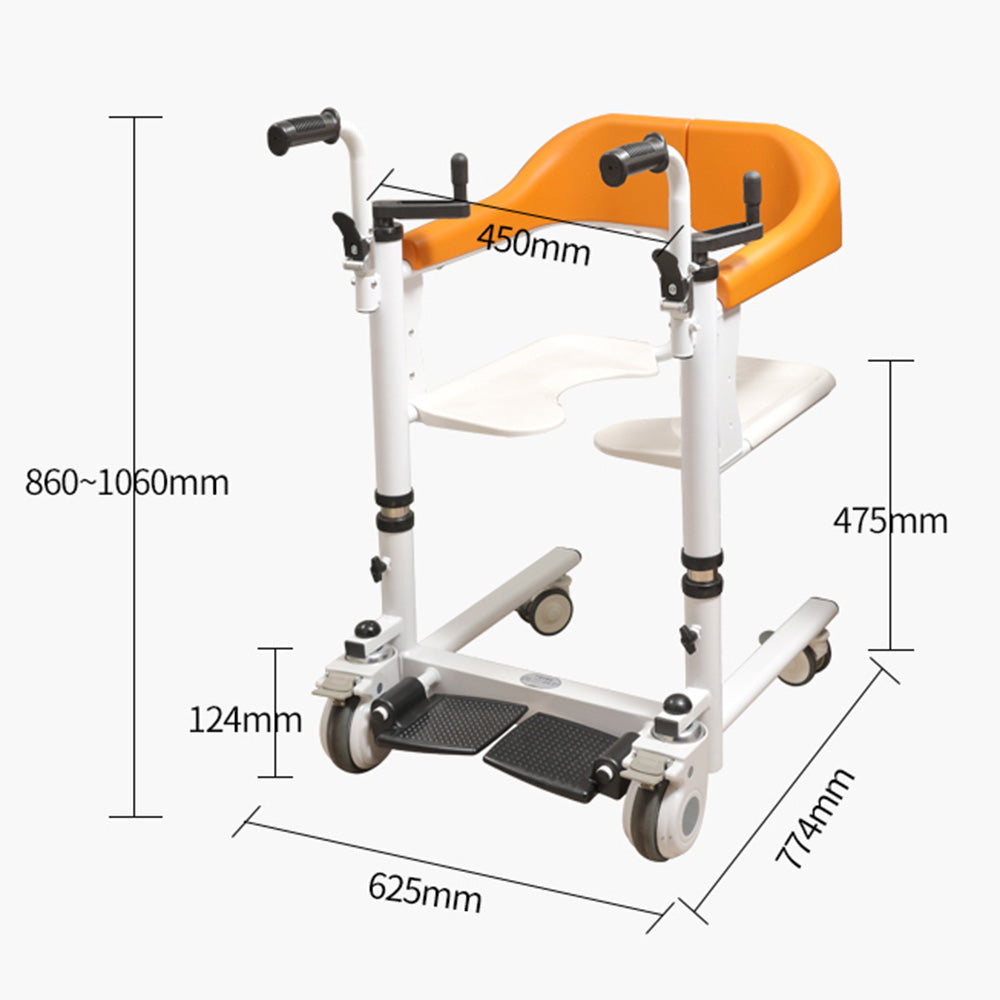 Lift For Elderly Patient Transfer Wheelchair W/180° Split Seat and Bedpan
